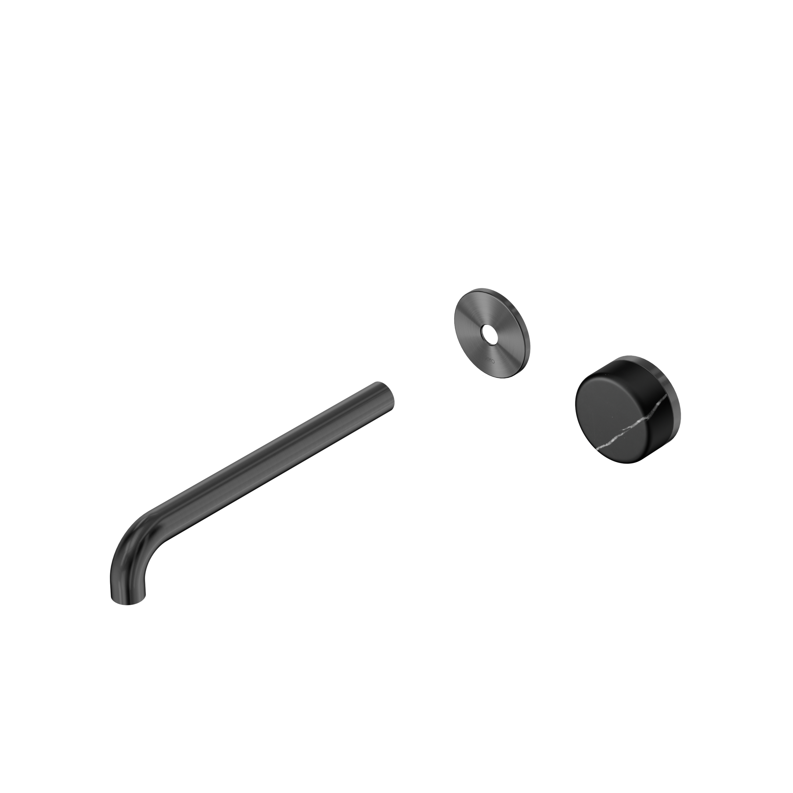 Serenity Progressive Wall Basin Mixer 220mm Spout With Marquina Black Handle Trim Kit Only Gun Metal