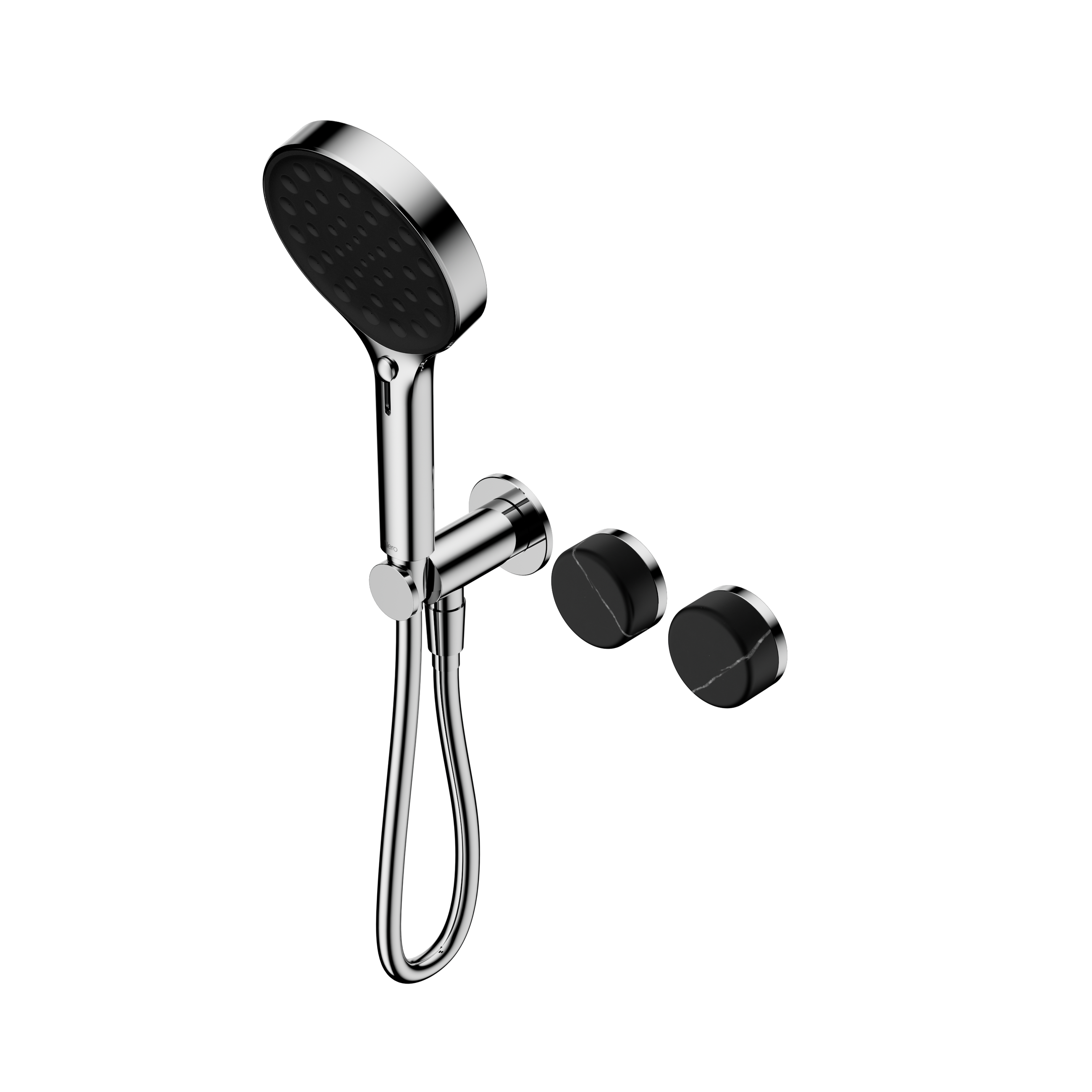 Serenity Progressive Shower System With Marquina Black Handle And Serenity Hand Shower Chrome
