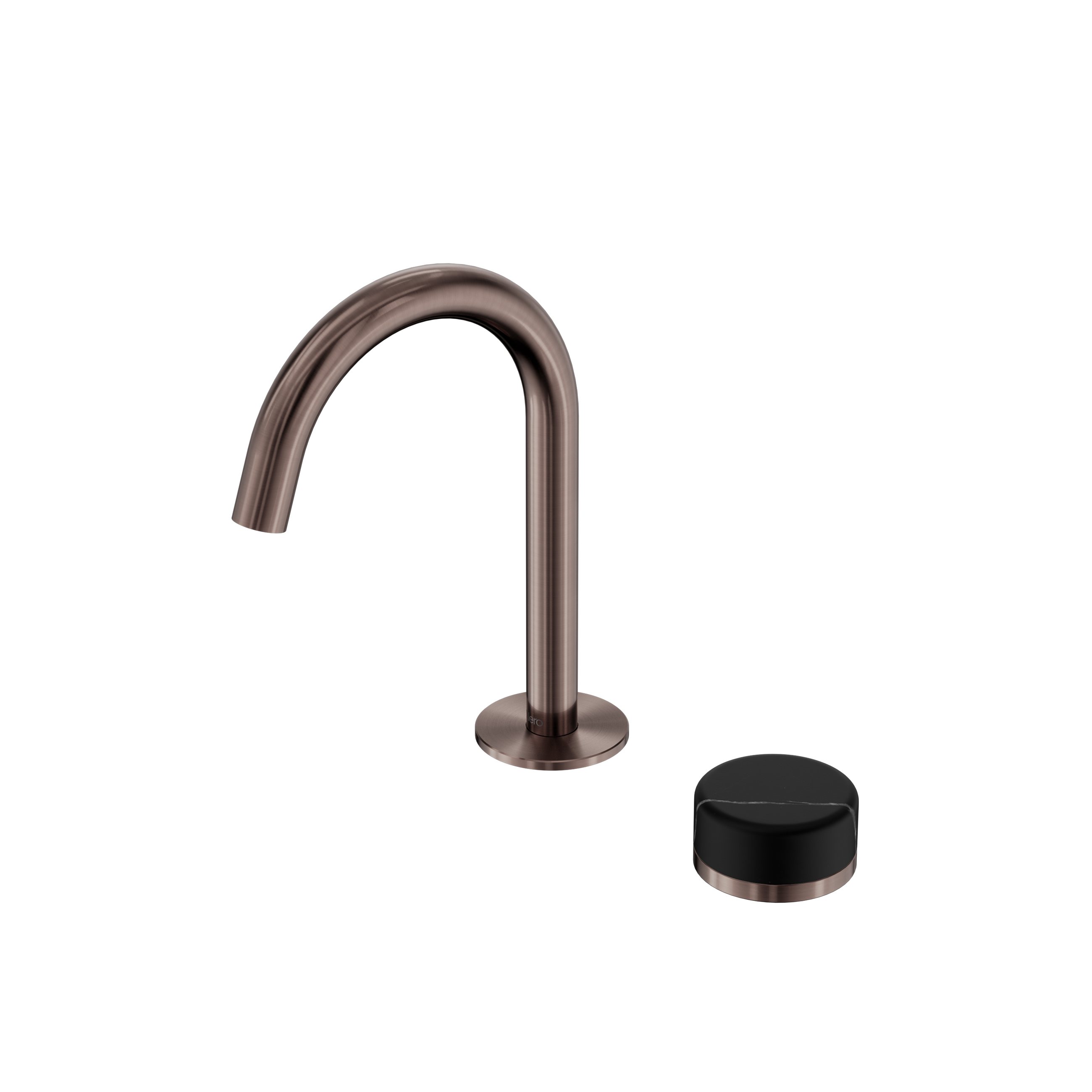 Serenity Progressive Basin Mixer Arc Spout With Marquina Black Handle Brushed Bronze