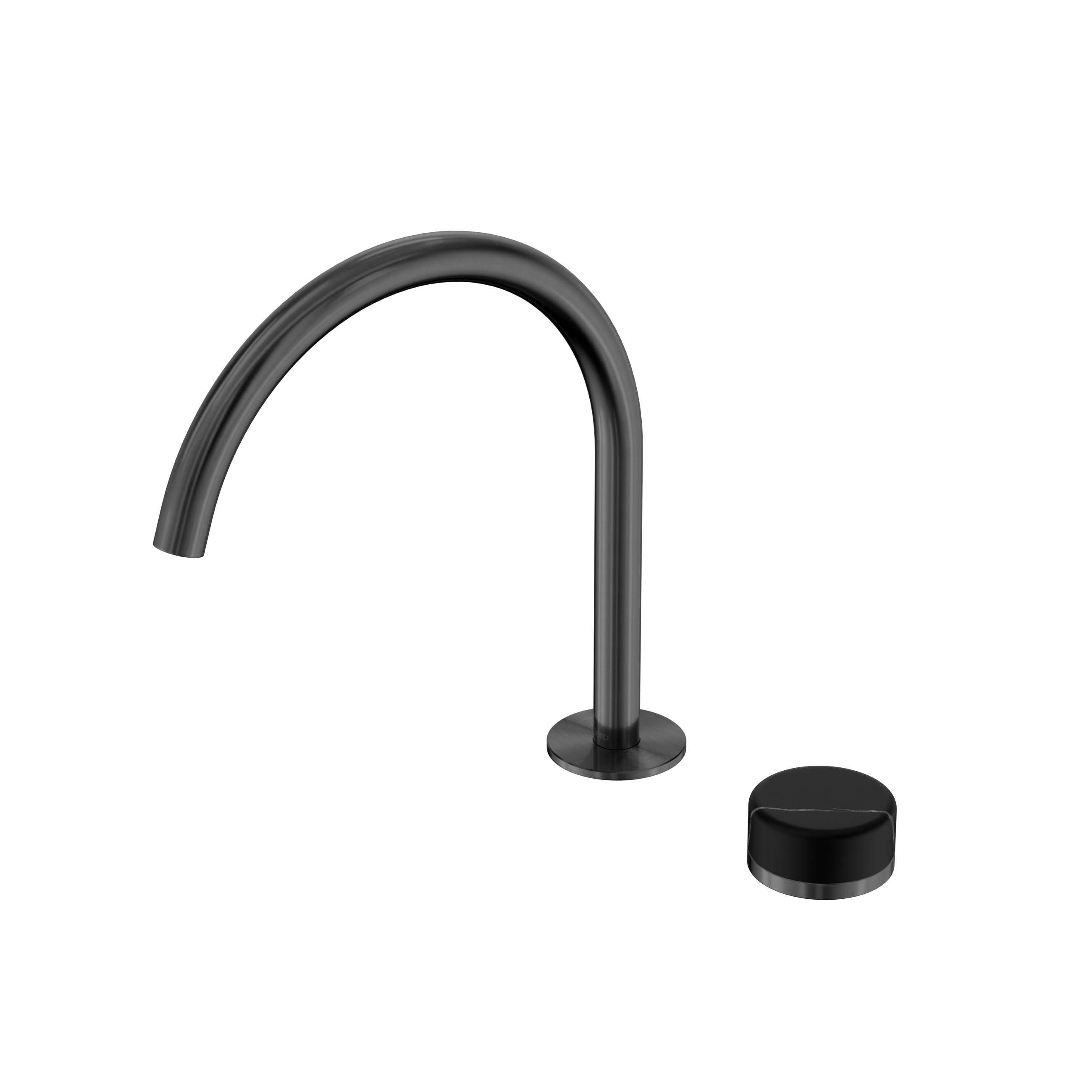 Serenity Progressive Bath/Kitchen Mixer Arc Spout With Marquina Black Handle Gun Metal