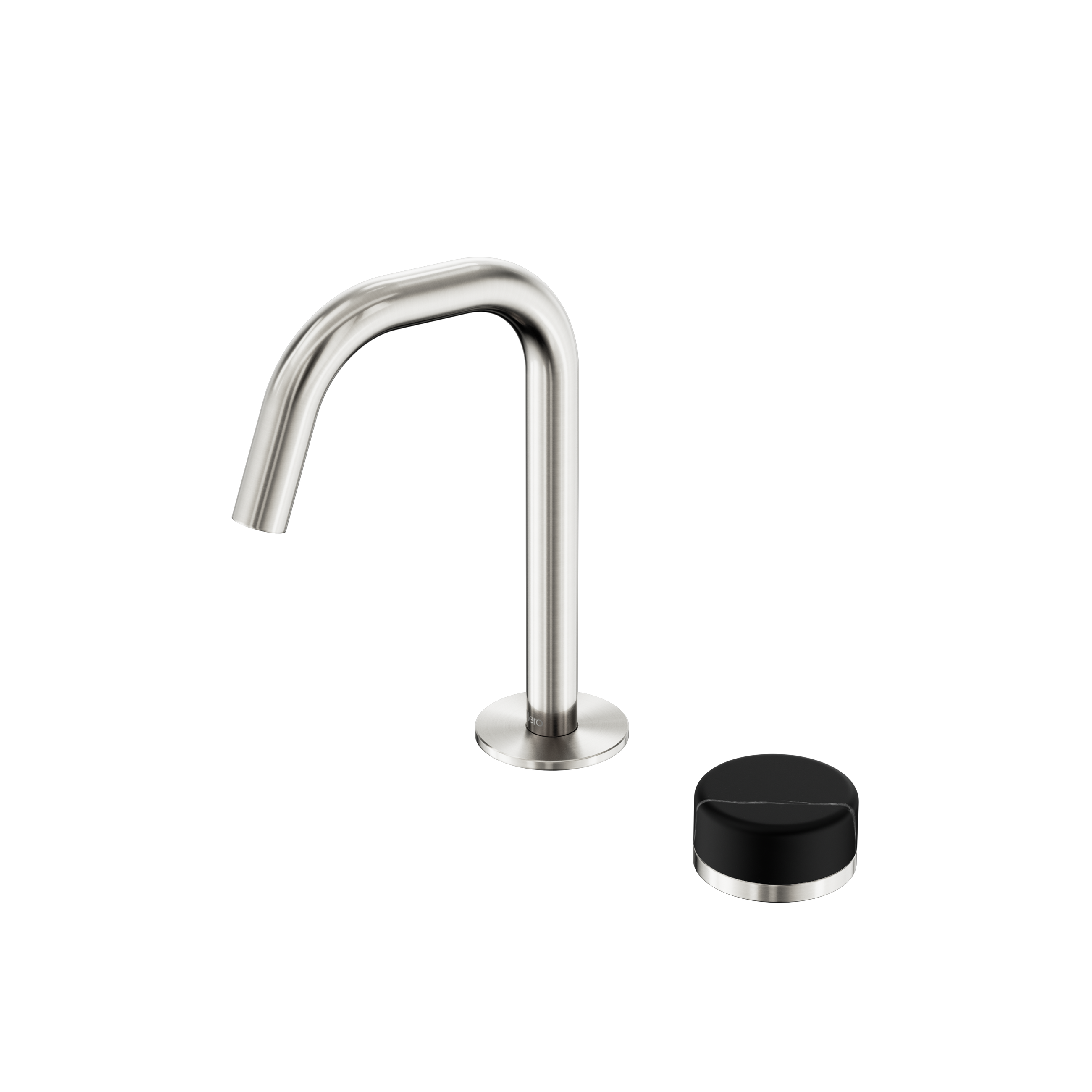 Serenity Progressive Basin Mixer Edge Spout With Marquina Black Handle Brushed Nickel