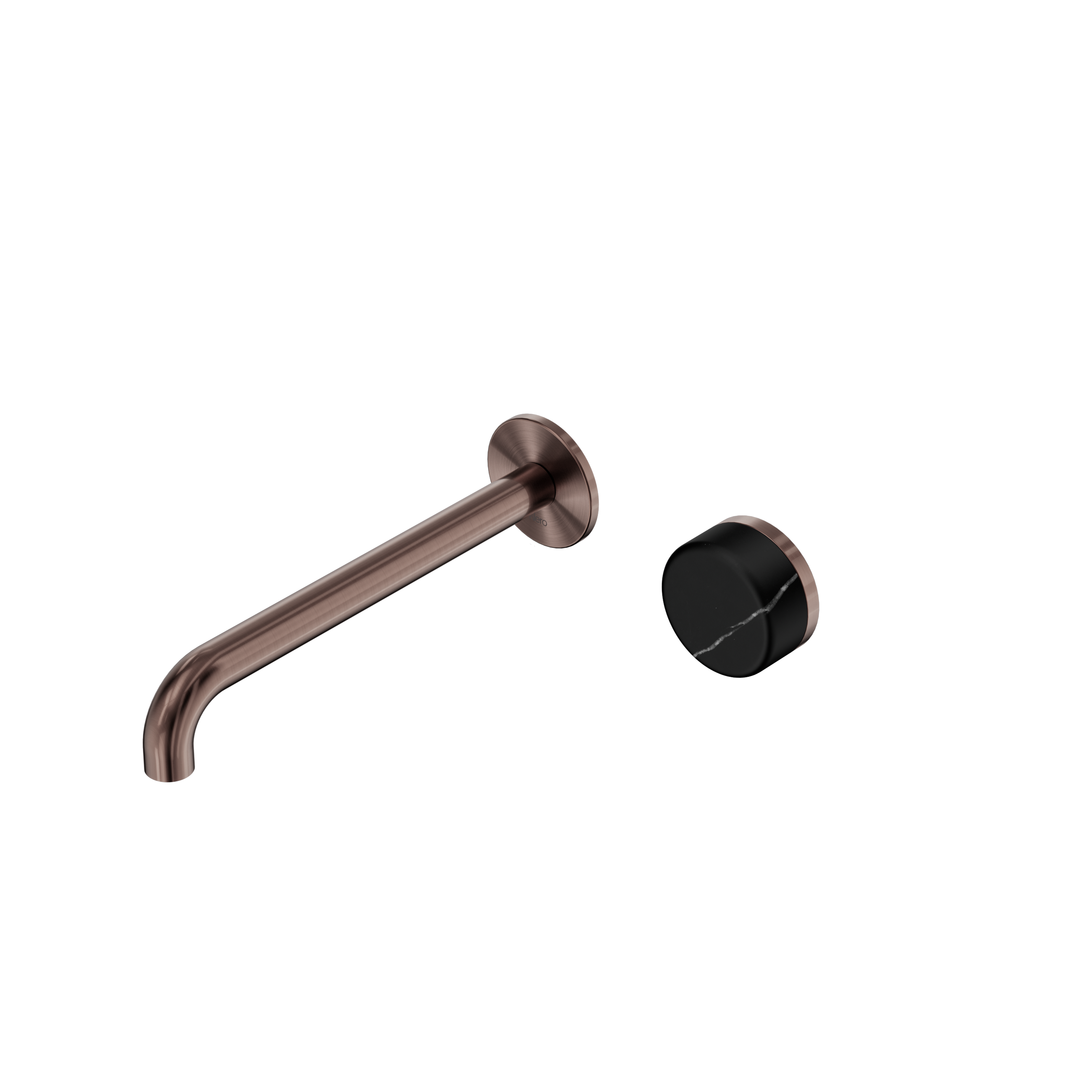Serenity Progressive Wall Basin Mixer 220mm Spout With Marquina Black Handle Brushed Bronze
