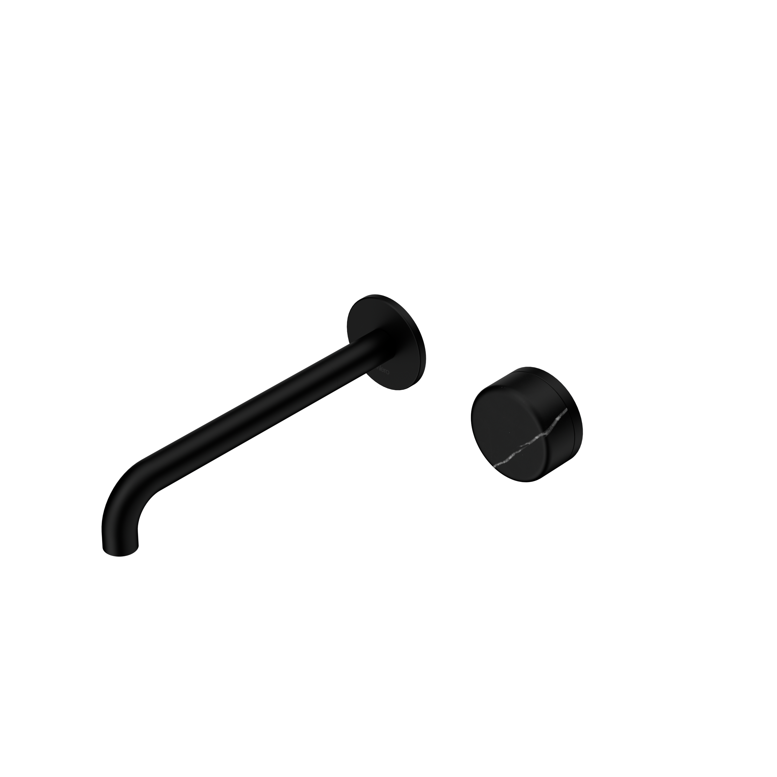 Serenity Progressive Wall Basin Mixer 220mm Spout With Marquina Black Handle Matte Black