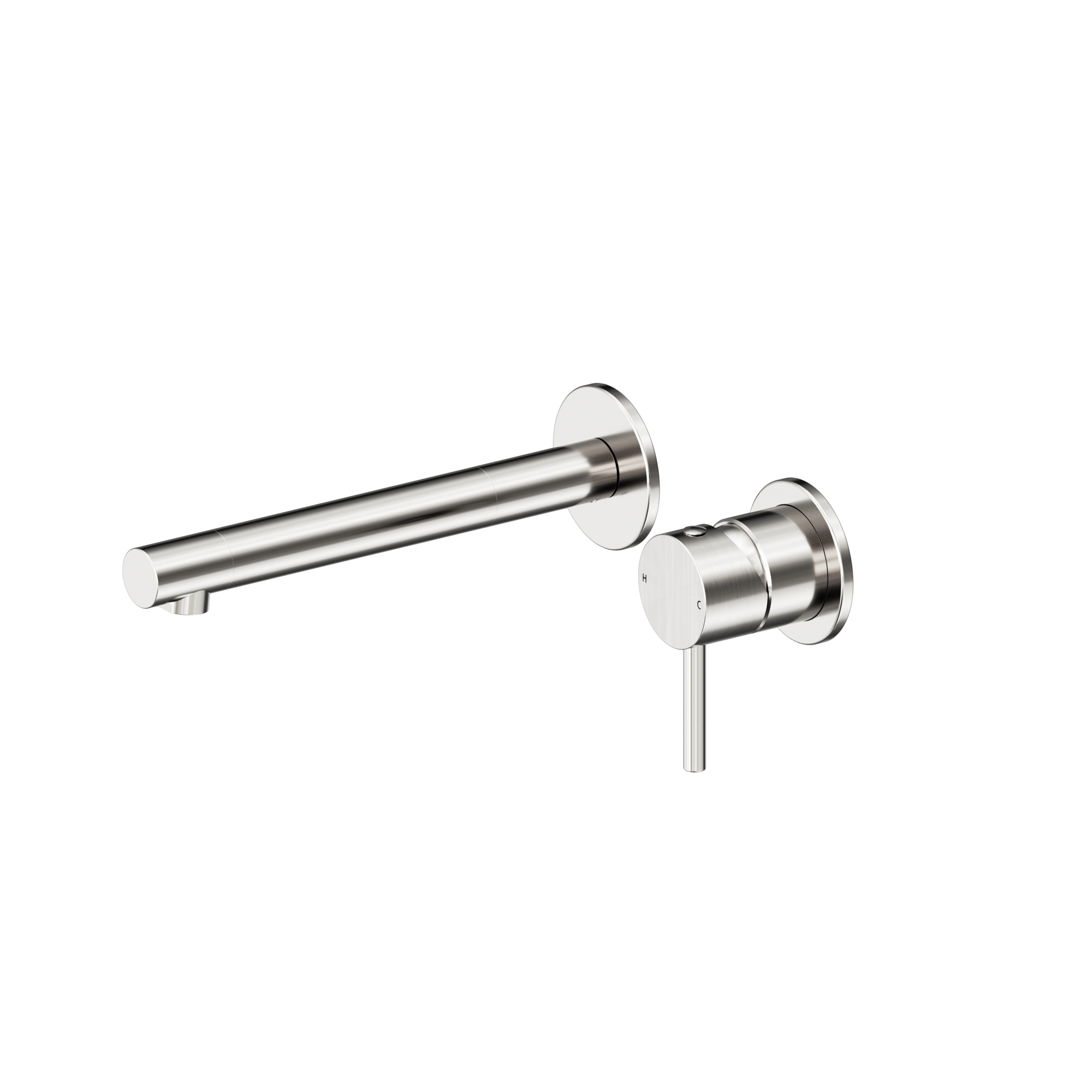 Dolce II Wall Basin/Bath Mixer Separate Back Plate Brushed Nickel