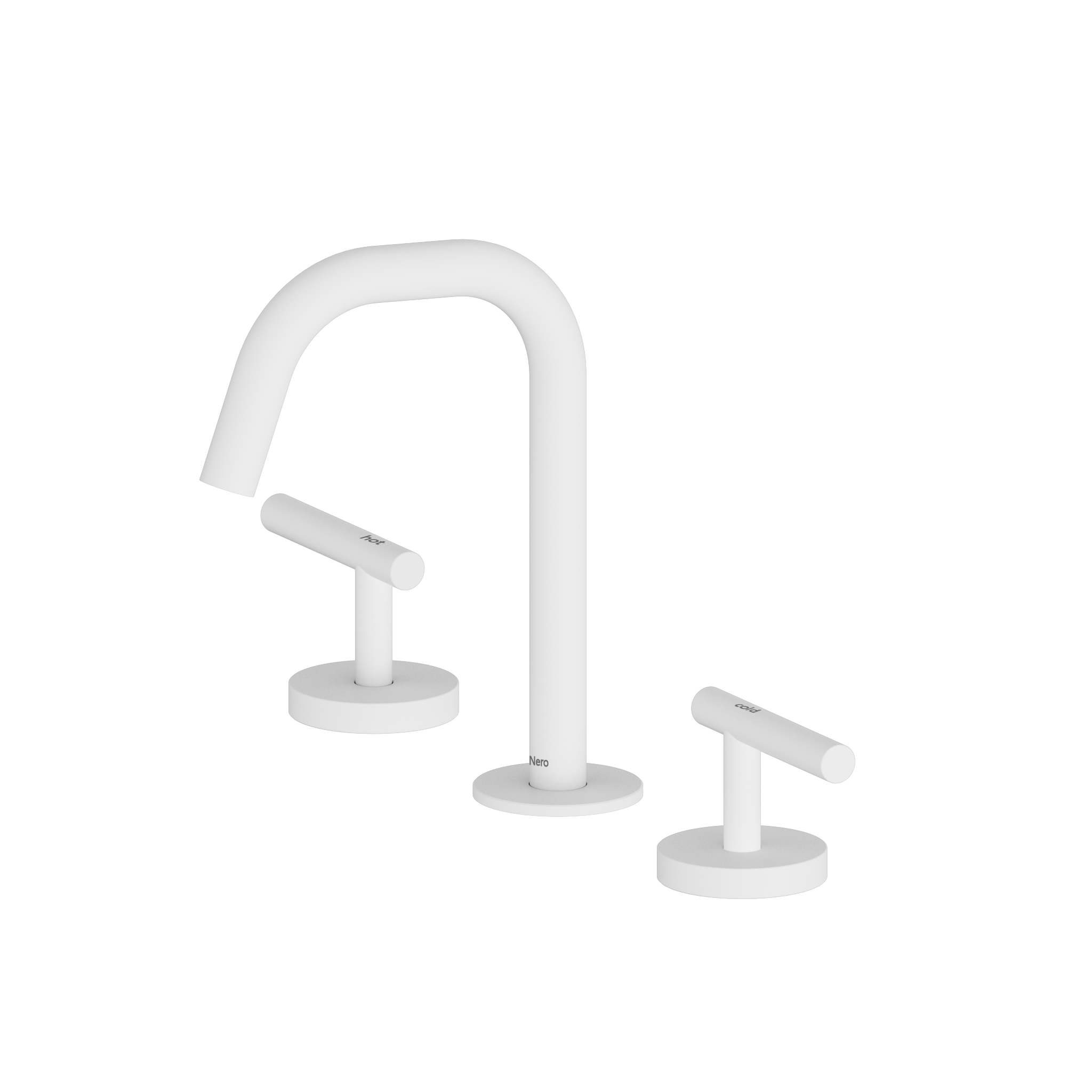 Mecca Lever Basin Set Edge Spout Matte White
