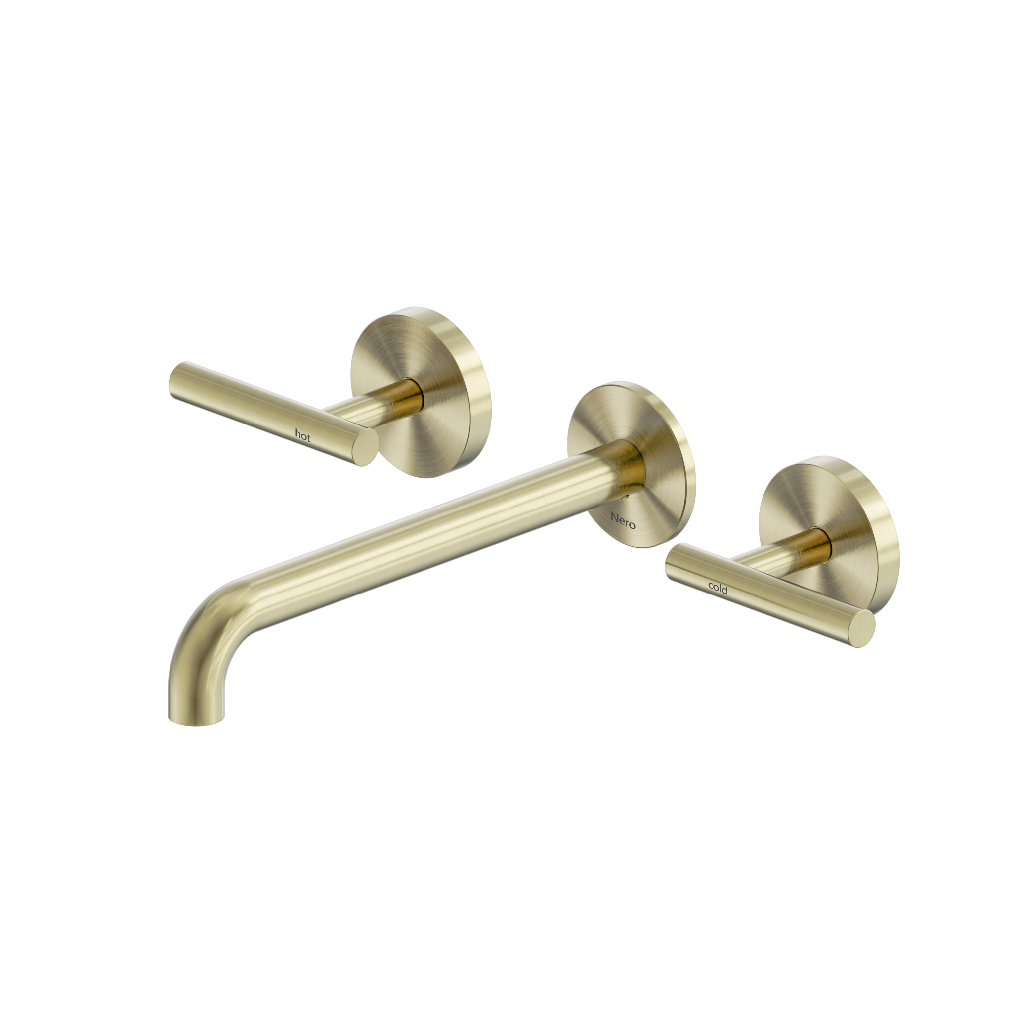 Mecca Lever Wall Basin/Bath Set 220mm Spout Brushed Gold