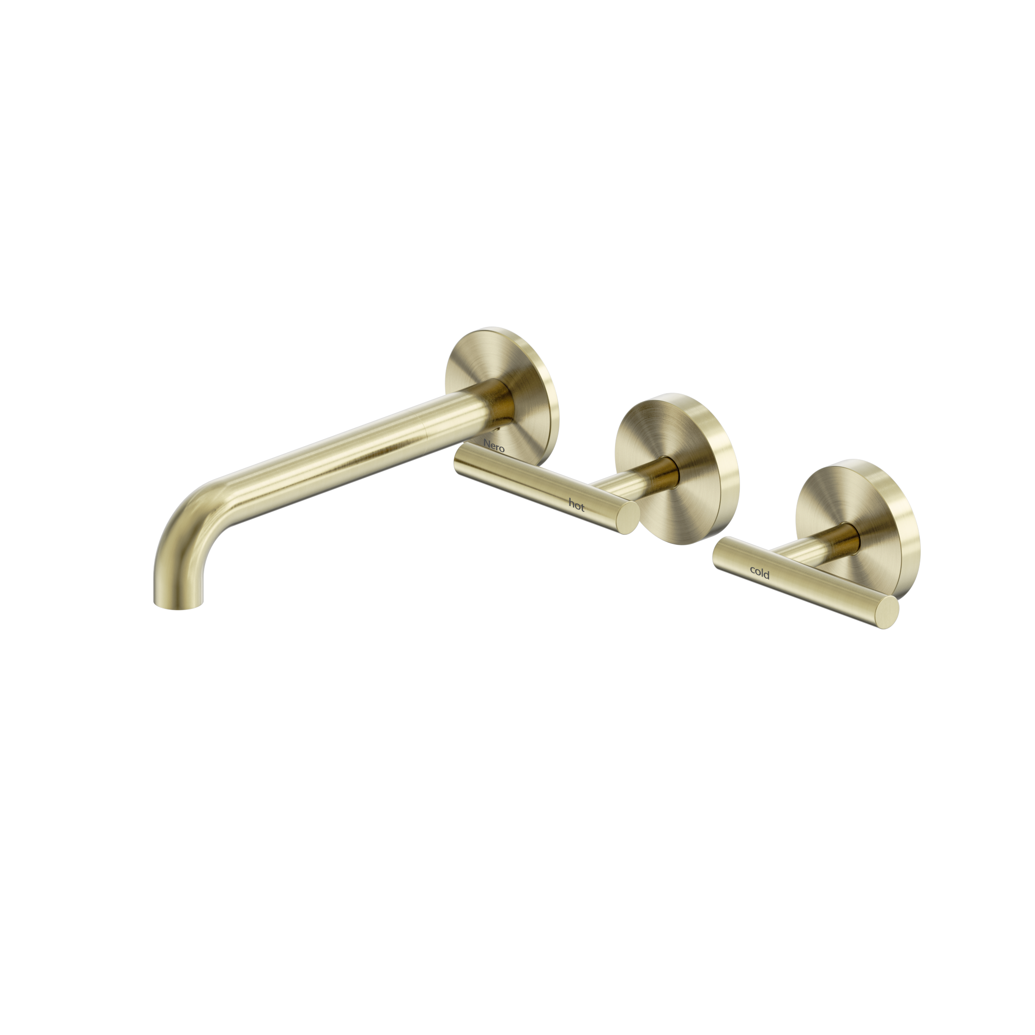 Mecca Lever Wall Basin/Bath Set 185mm Offset Spout Brushed Gold