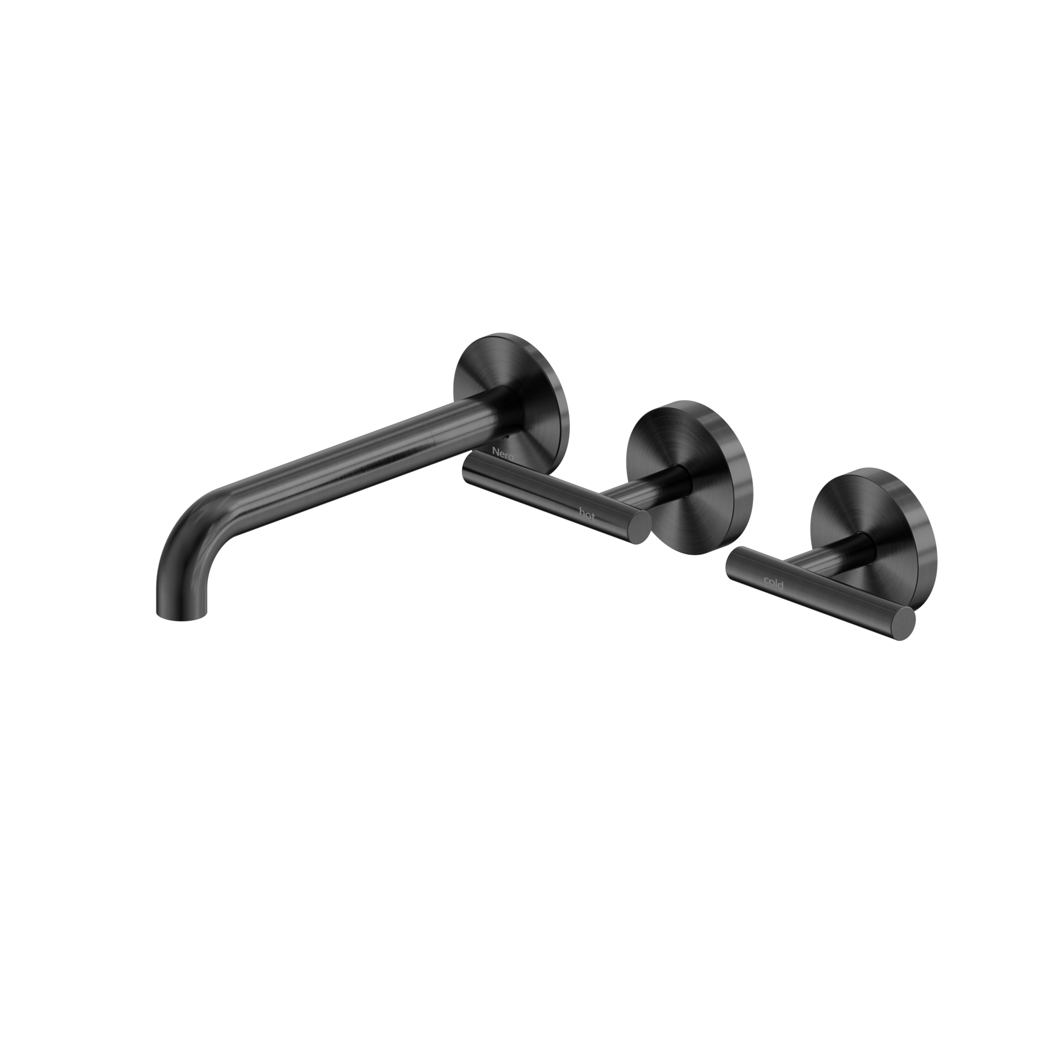 Mecca Lever Wall Basin/Bath Set 185mm Offset Spout Gun Metal