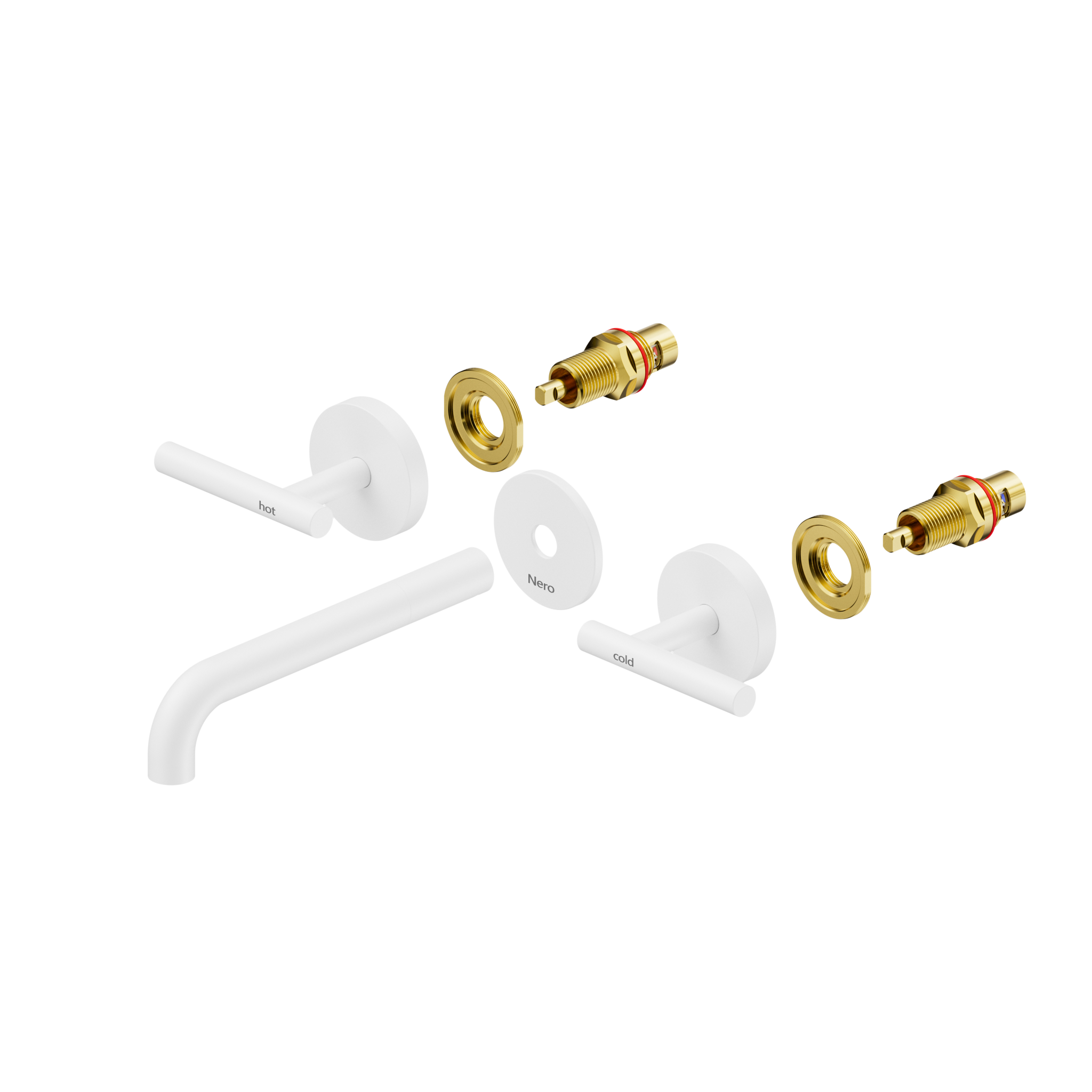 Mecca Lever Wall Basin/Bath Set 185mm Spout Trim kits Only Matte White
