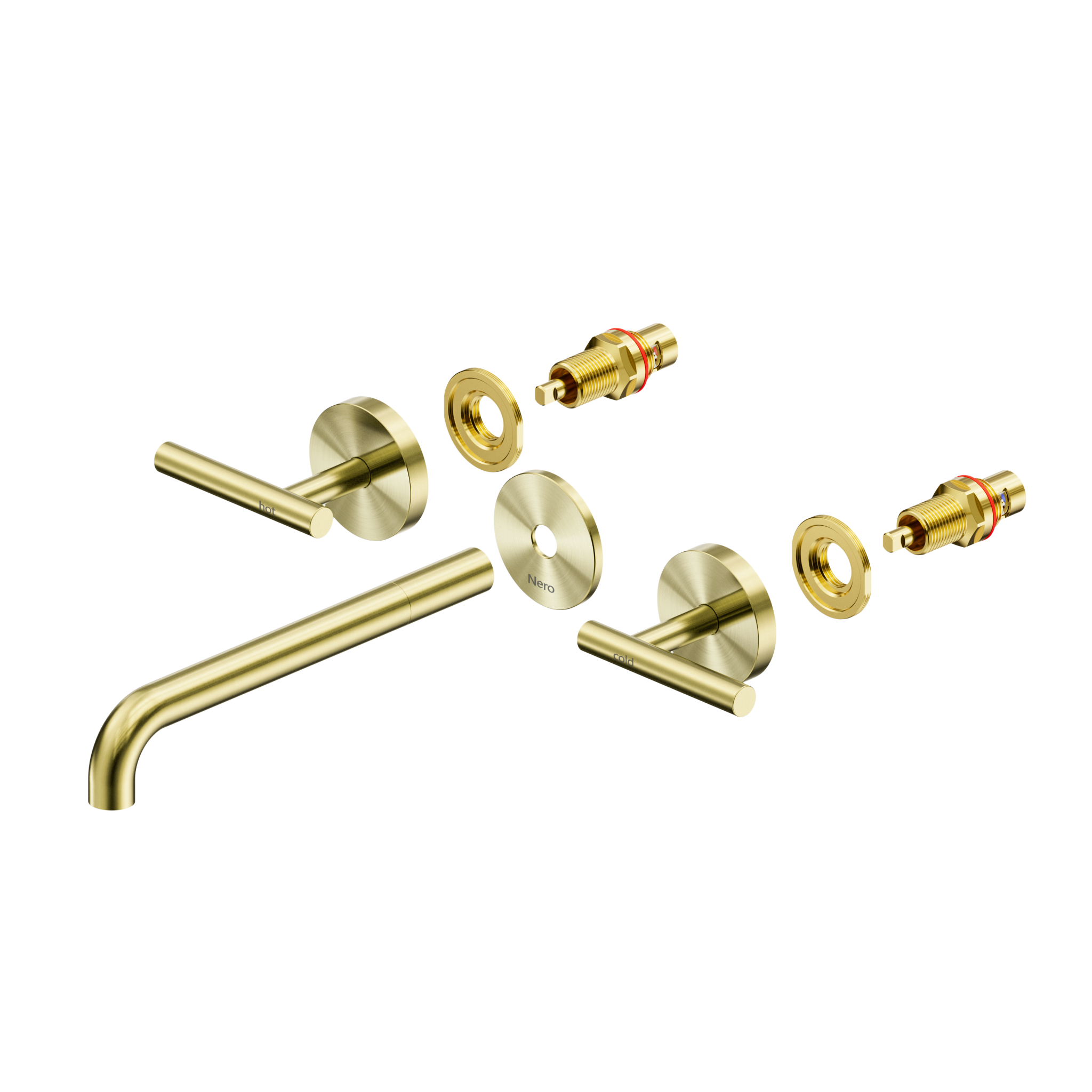 Mecca Lever Wall Basin/Bath Set 220mm Spout Trim kits Only Brushed Gold