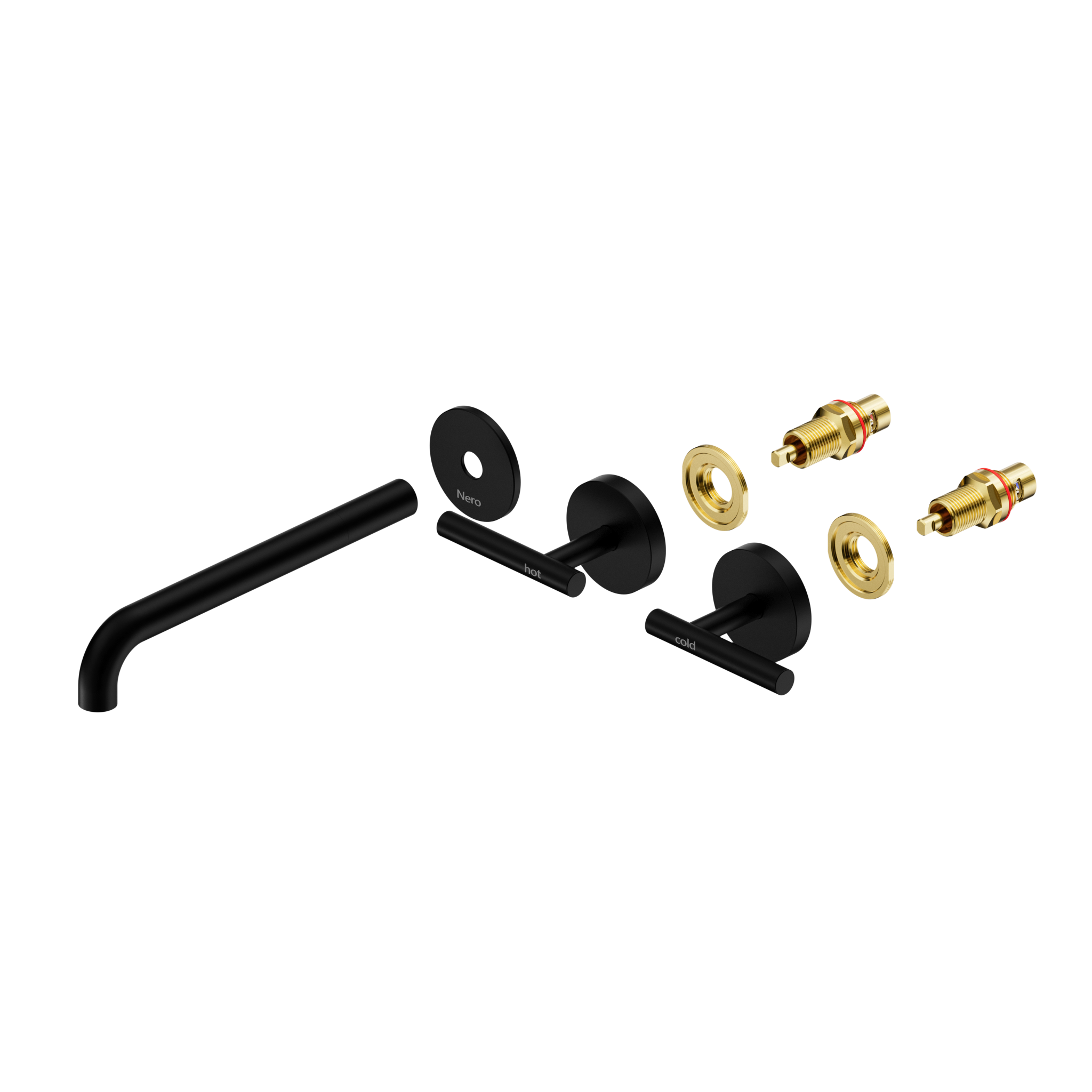 Mecca Lever Wall Basin/Bath Set 220mm Spout Trim kits Only Matte Black