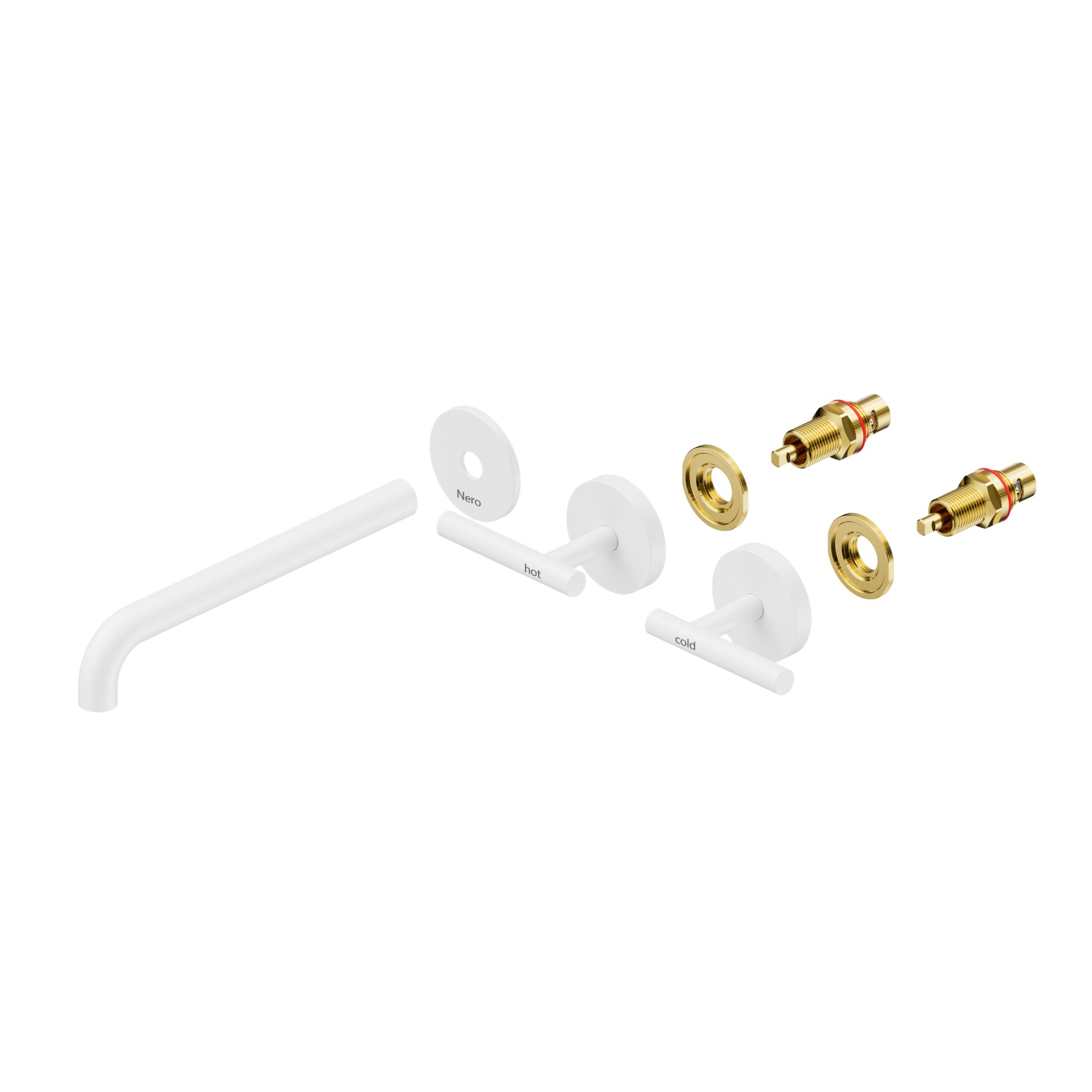 Mecca Lever Wall Basin/Bath Set 220mm Spout Trim kits Only Matte White