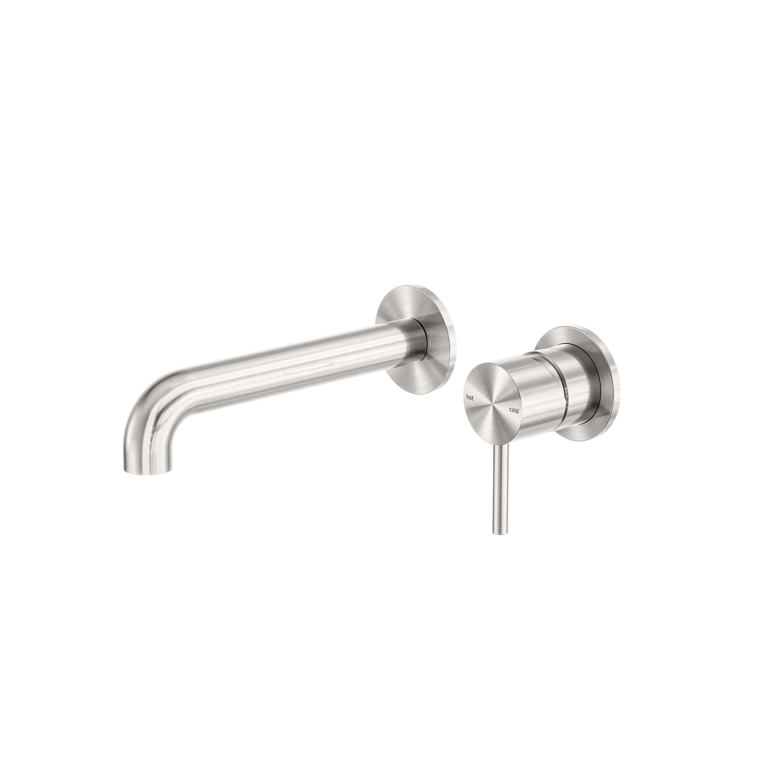 Zen SS316L Wall Basin/Bath Mixer Separate Back Plate 185mm Spout Brushed Nickel