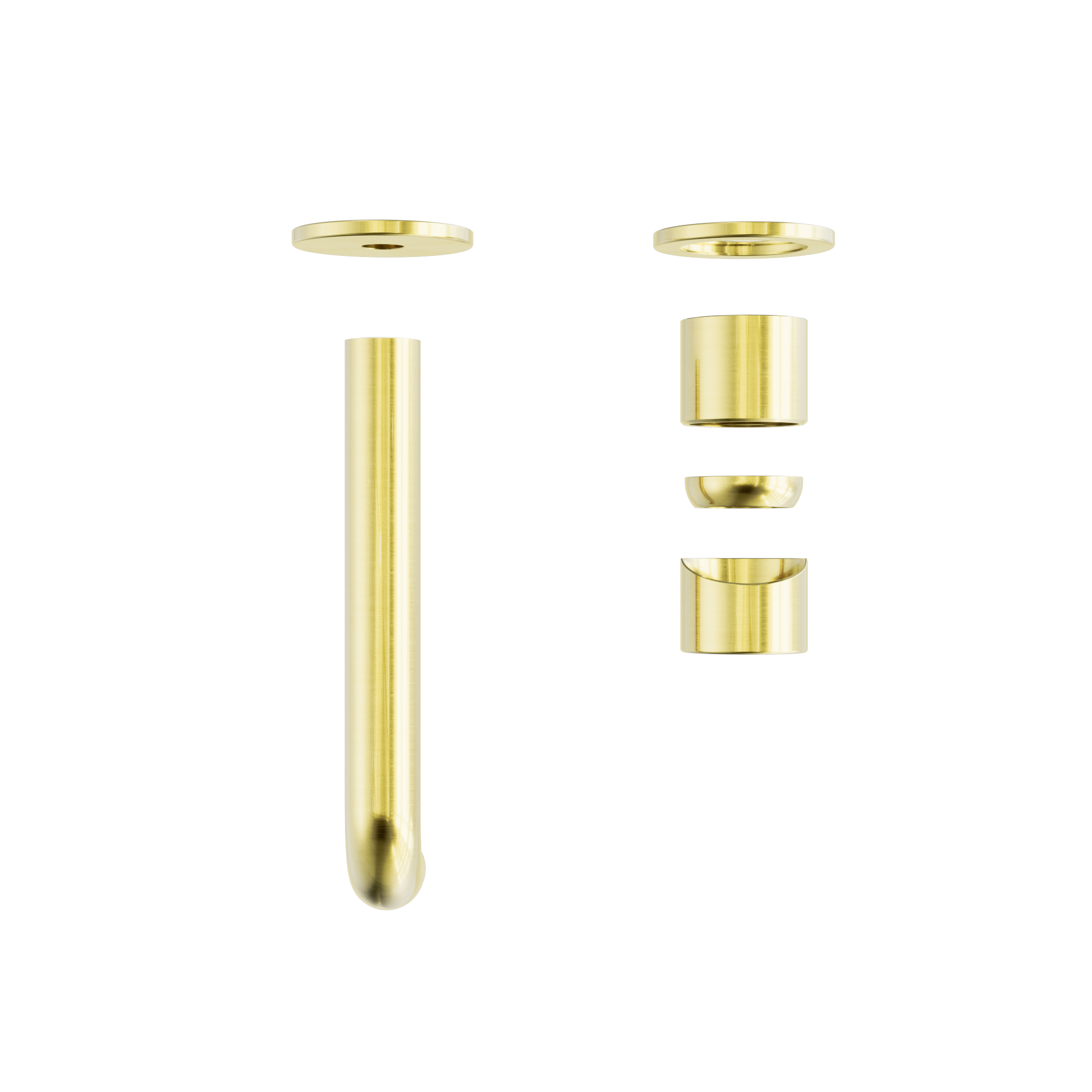 Zen SS316L Wall Basin/Bath Mixer Separate Back Plate 185mm Spout Trim Kits Only Brushed Gold