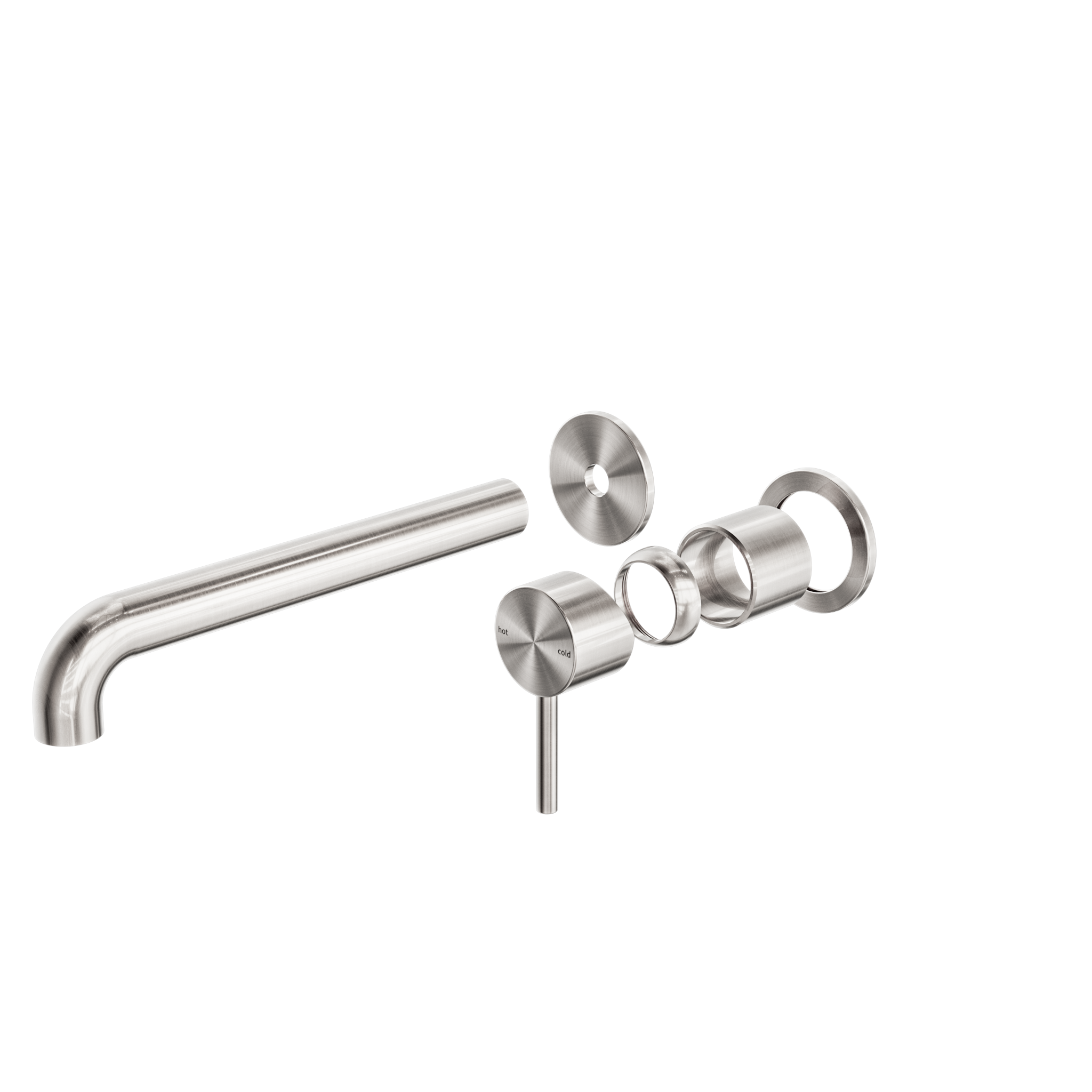 Zen SS316L Wall Basin/Bath Mixer Separate Back Plate 230mm Spout Trim Kits Only Brushed Nickel