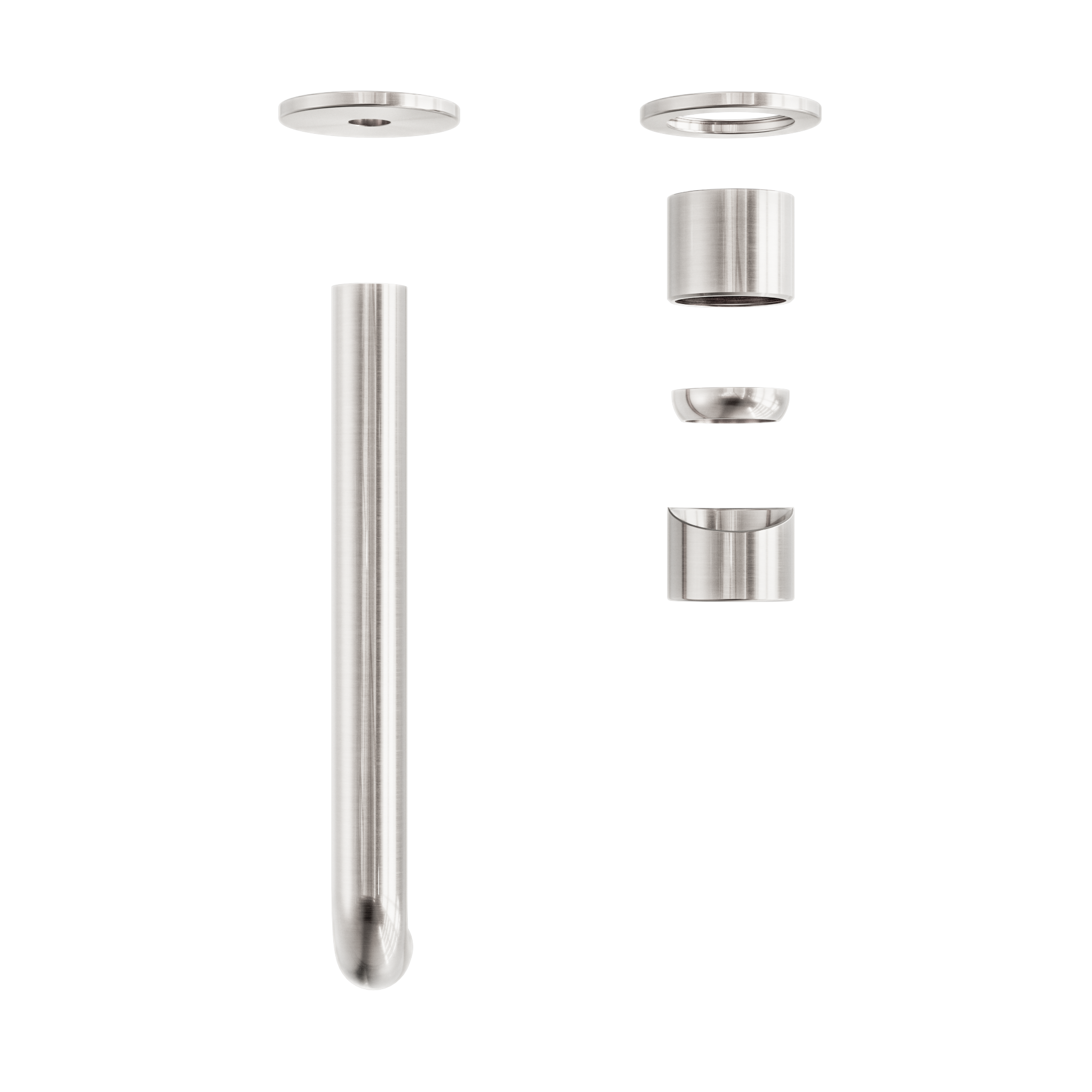 Zen SS316L Wall Basin/Bath Mixer Separate Back Plate 230mm Spout Trim Kits Only Brushed Nickel