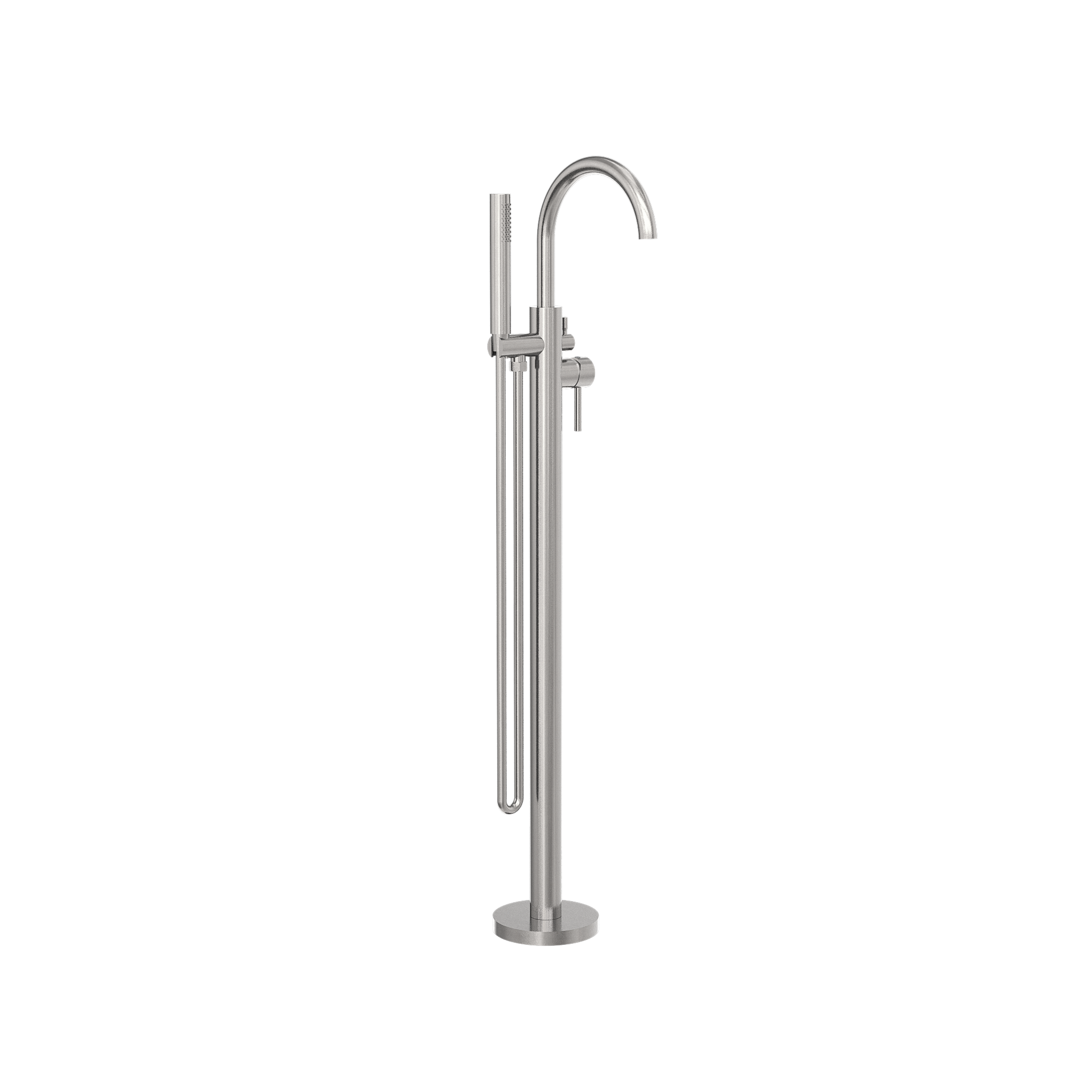 Mecca Round Freestanding Mixer With Hand Shower Brushed Nickel