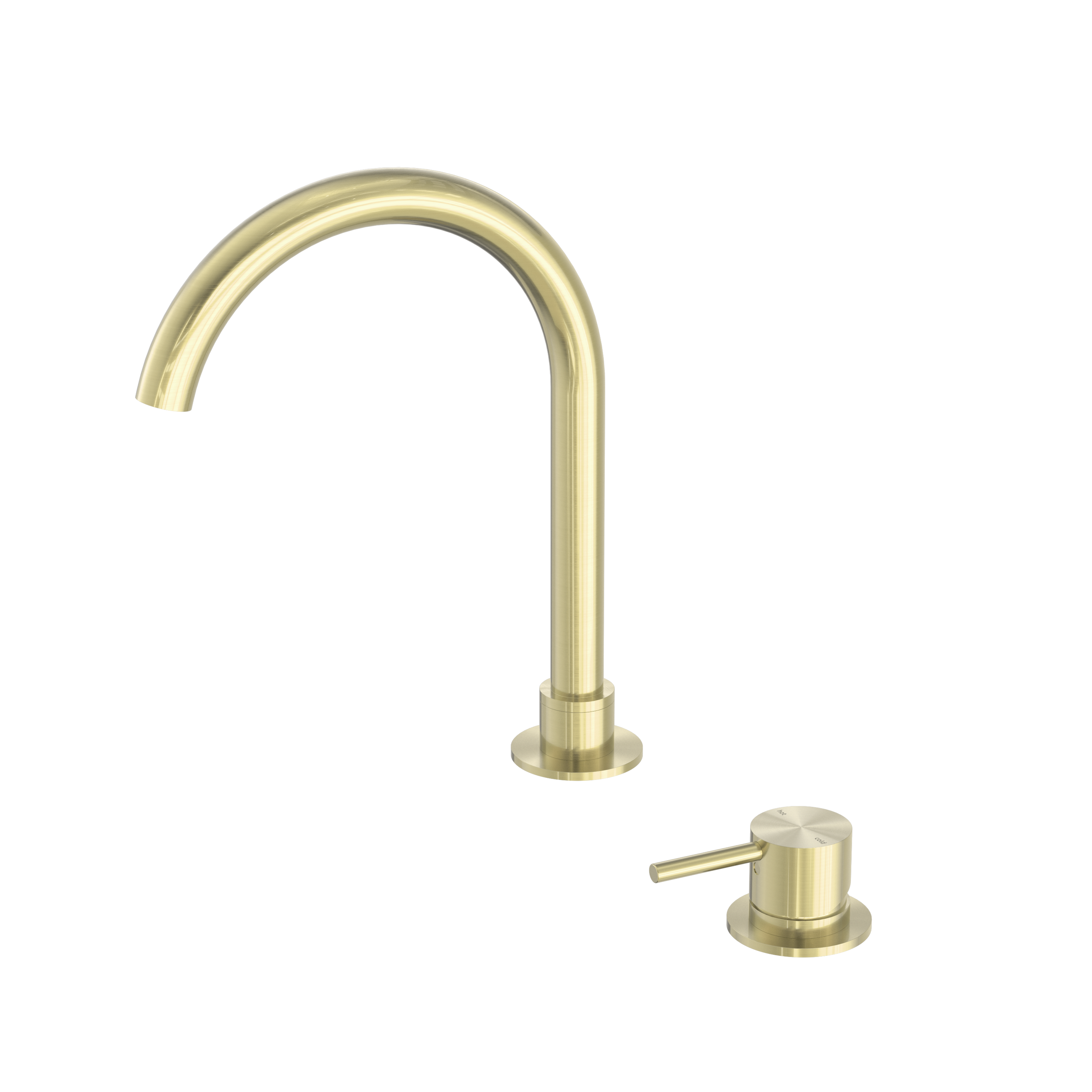 Mecca Hob Basin Mixer Round Swivel Spout Brushed Gold