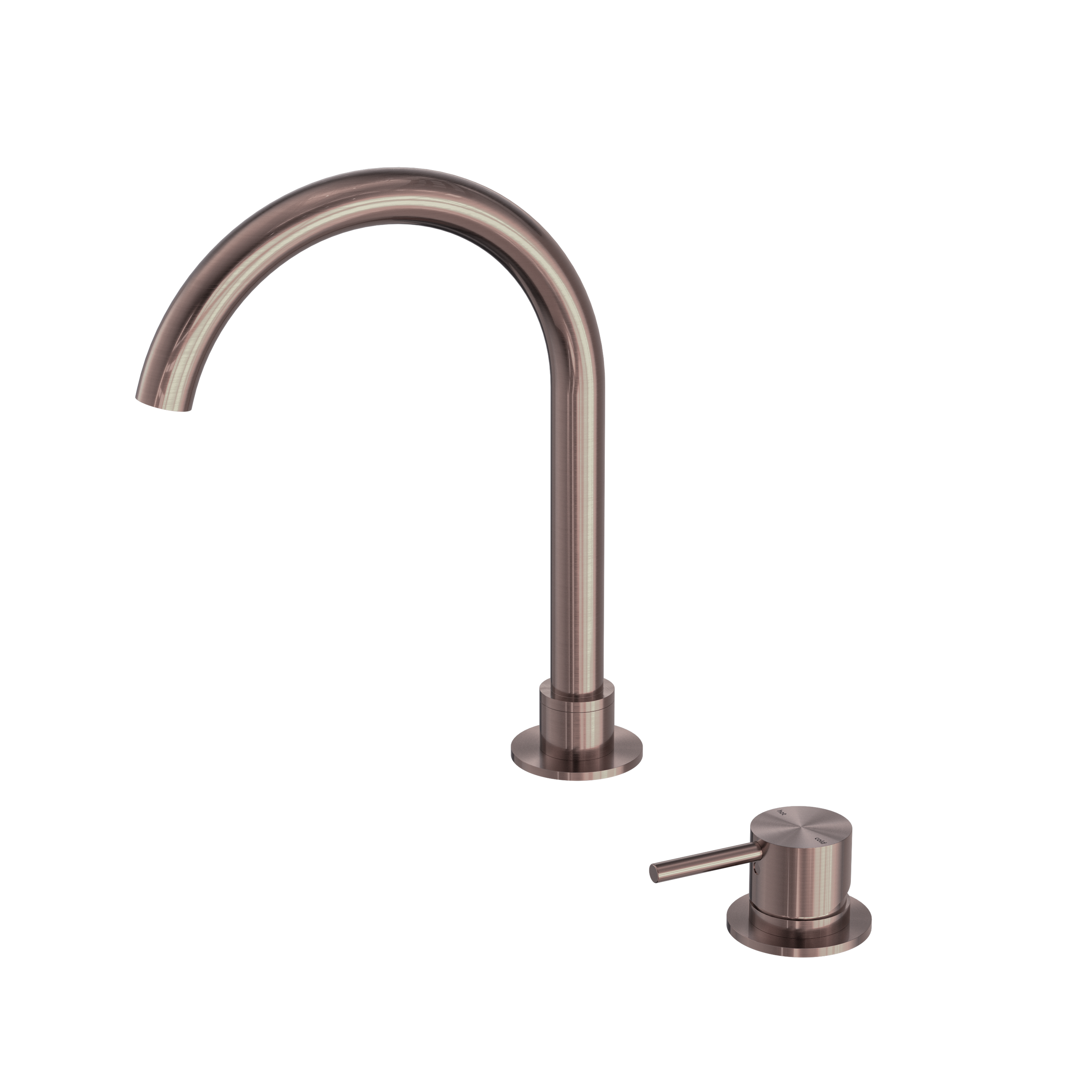 Mecca Hob Basin Mixer Round Swivel Spout Brushed Bronze