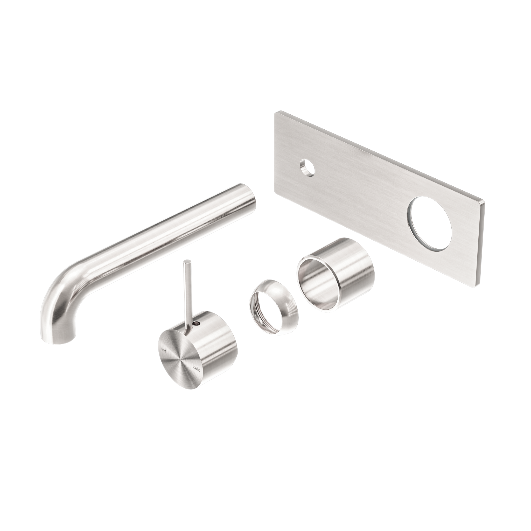 Mecca Wall Basin/Bath Mixer Handle Up 185mm Trim Kits Only Brushed Nickel