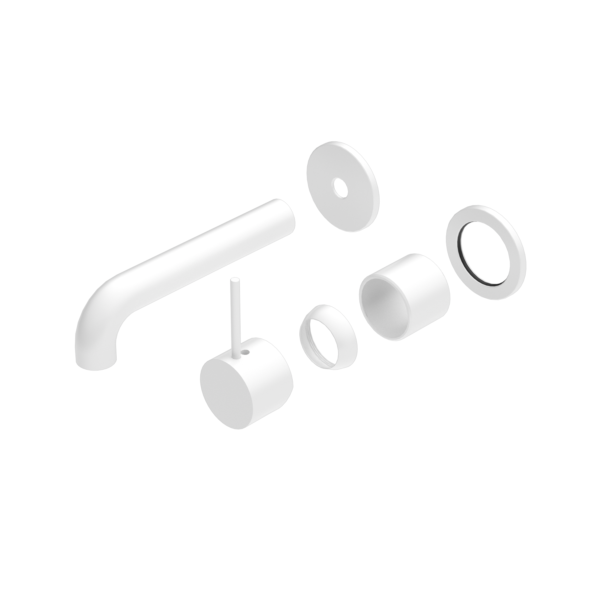 Mecca Wall Basin/Bath Mixer Separate Back Plate Handle Up 120mm Trim Kits Only Matte White
