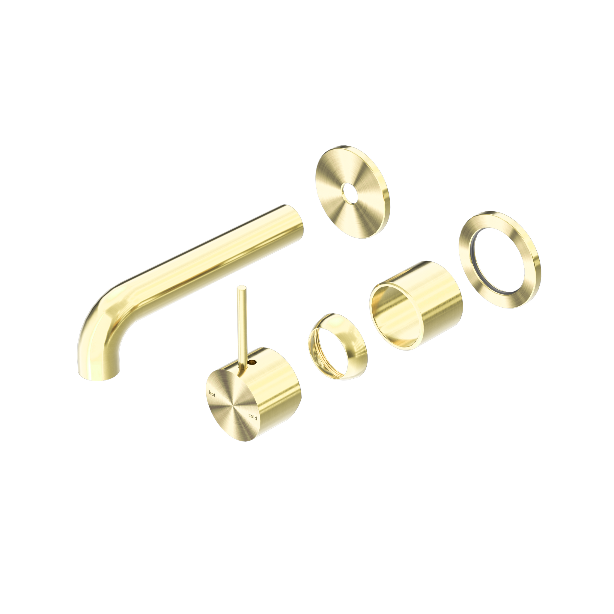 Mecca Wall Basin/Bath Mixer Separate Back Plate Handle Up 160mm Trim Kits Only Brushed Gold