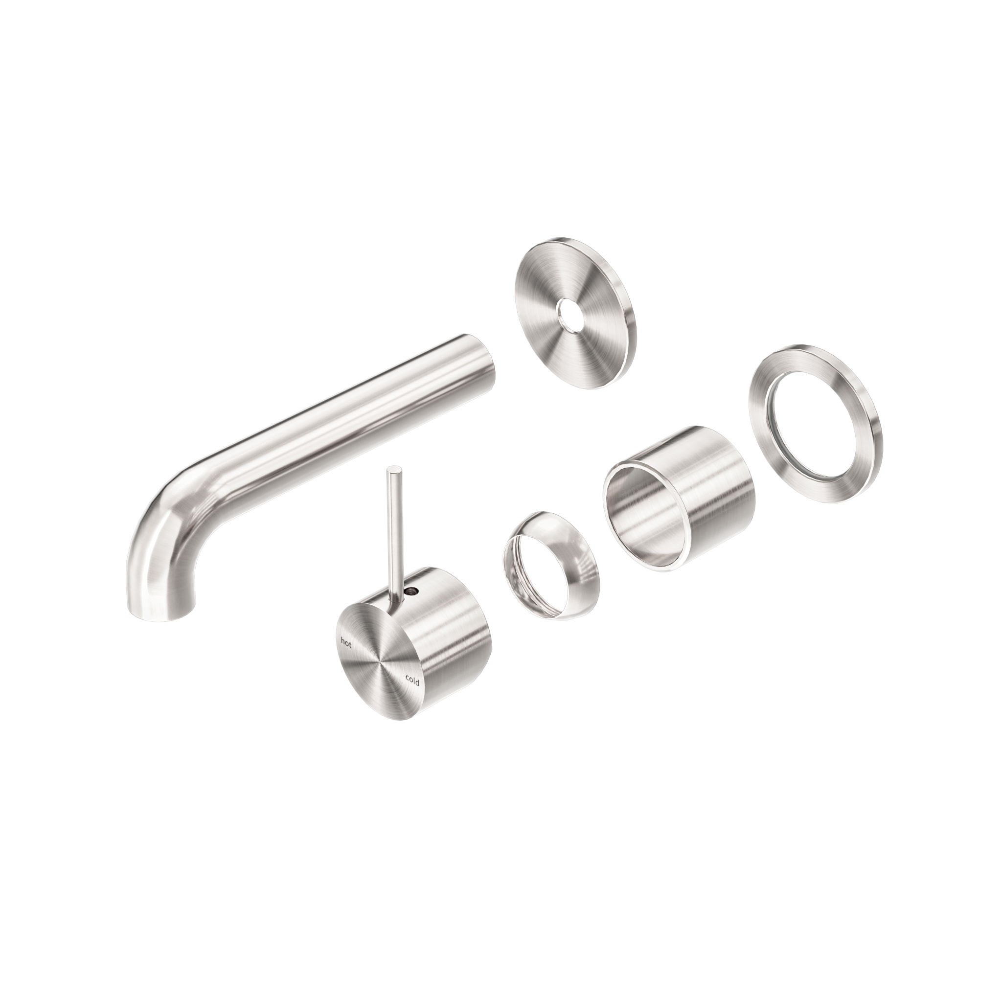 Mecca Wall Basin/Bath Mixer Separate Back Plate Handle Up 160mm Trim Kits Only Brushed Nickel