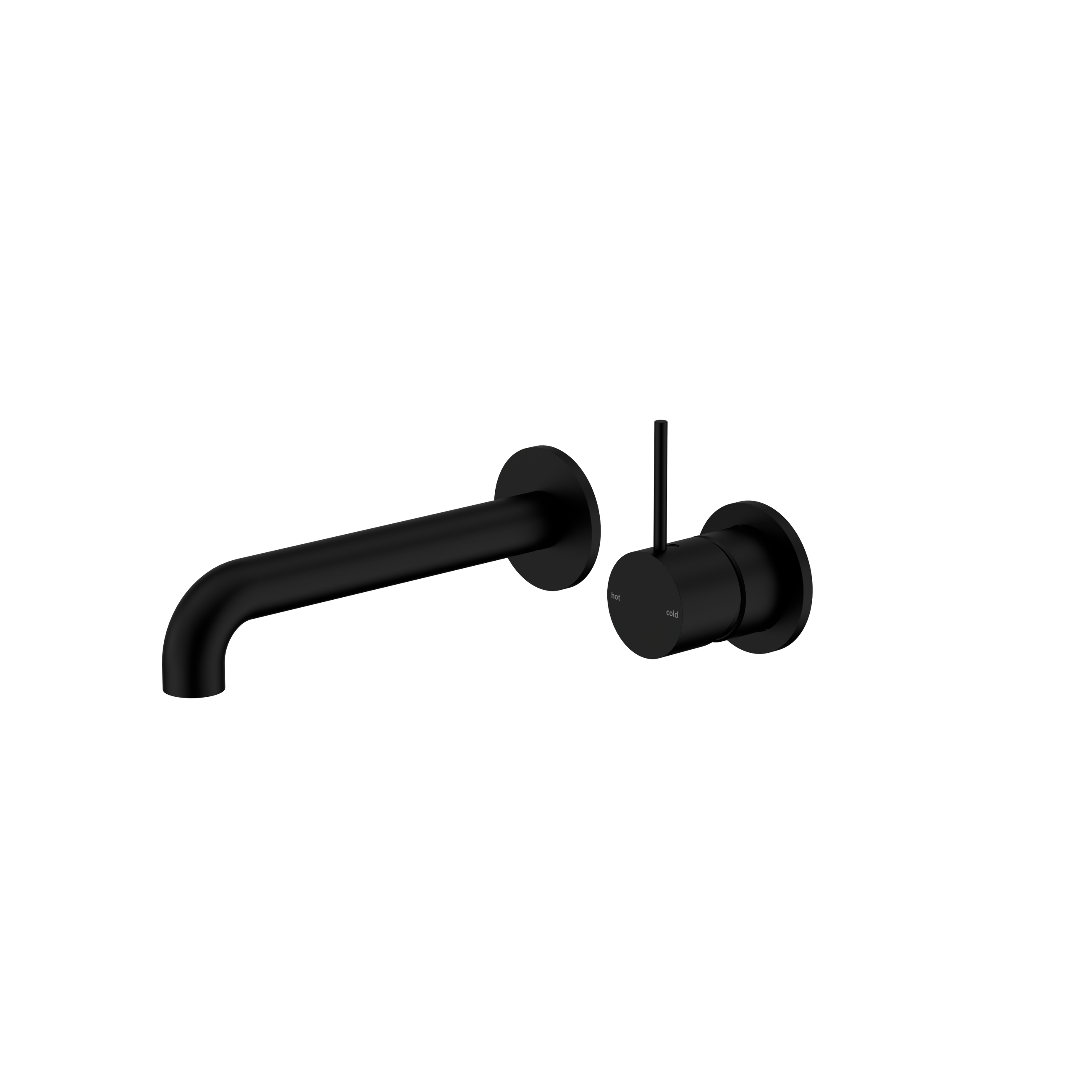 Mecca Wall Basin/Bath Mixer Separate Back Plate Handle Up 185mm Matte Black