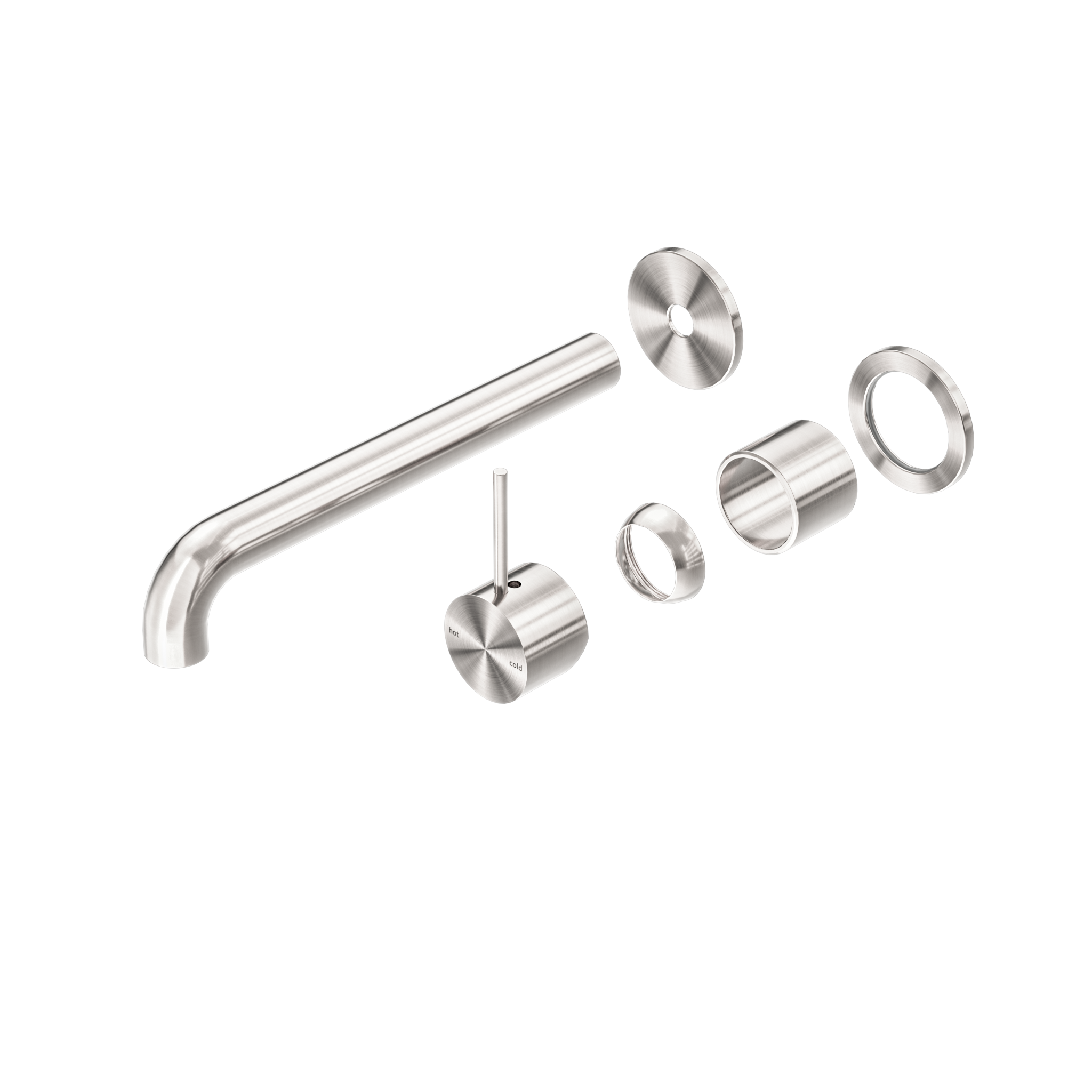 Mecca Wall Basin/Bath Mixer Separate Back Plate Handle Up 230mm Trim Kits Only Brushed Nickel