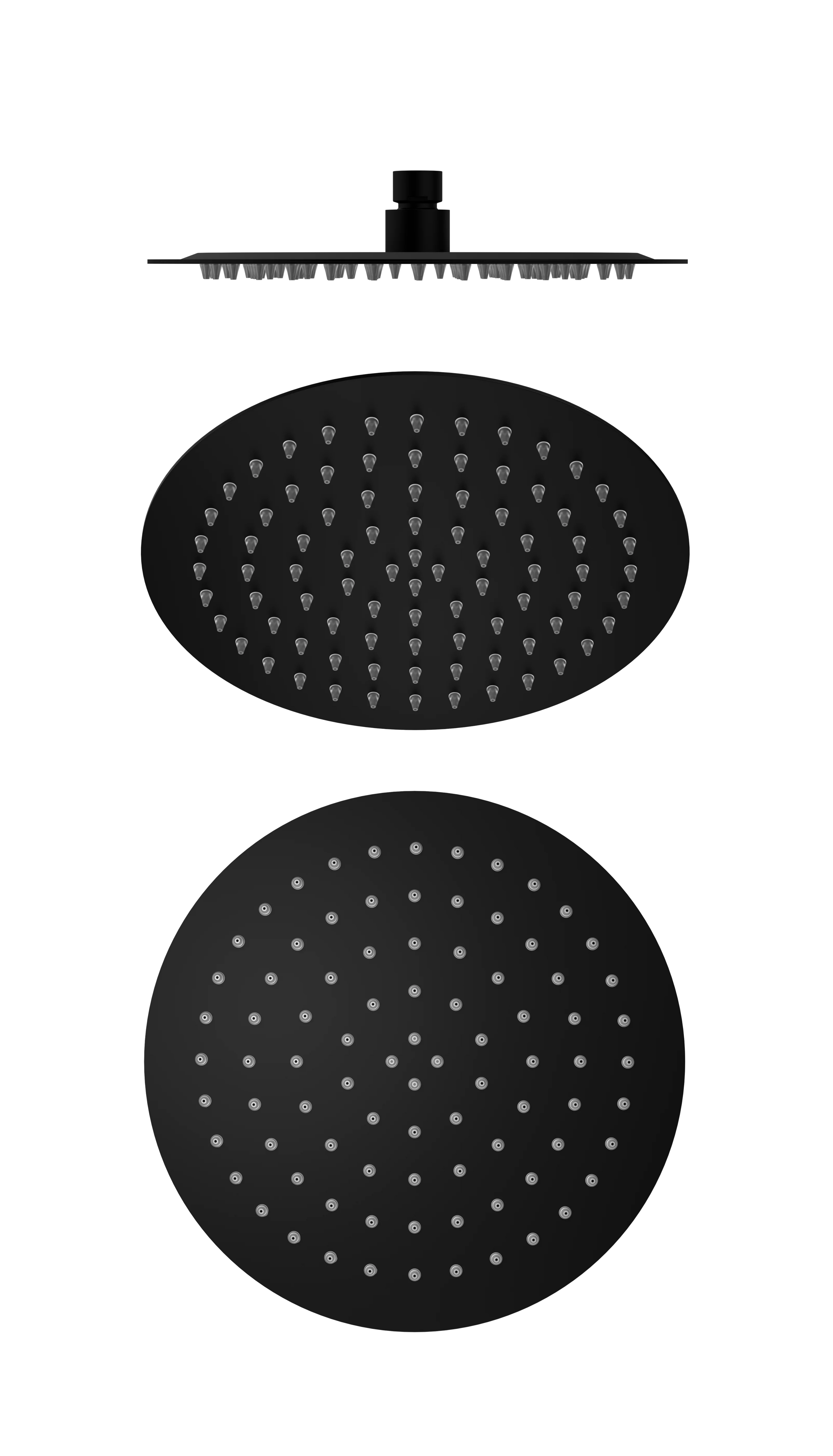 250mm Round Stainless Steel Shower Head 4 Star Rating Matte Black