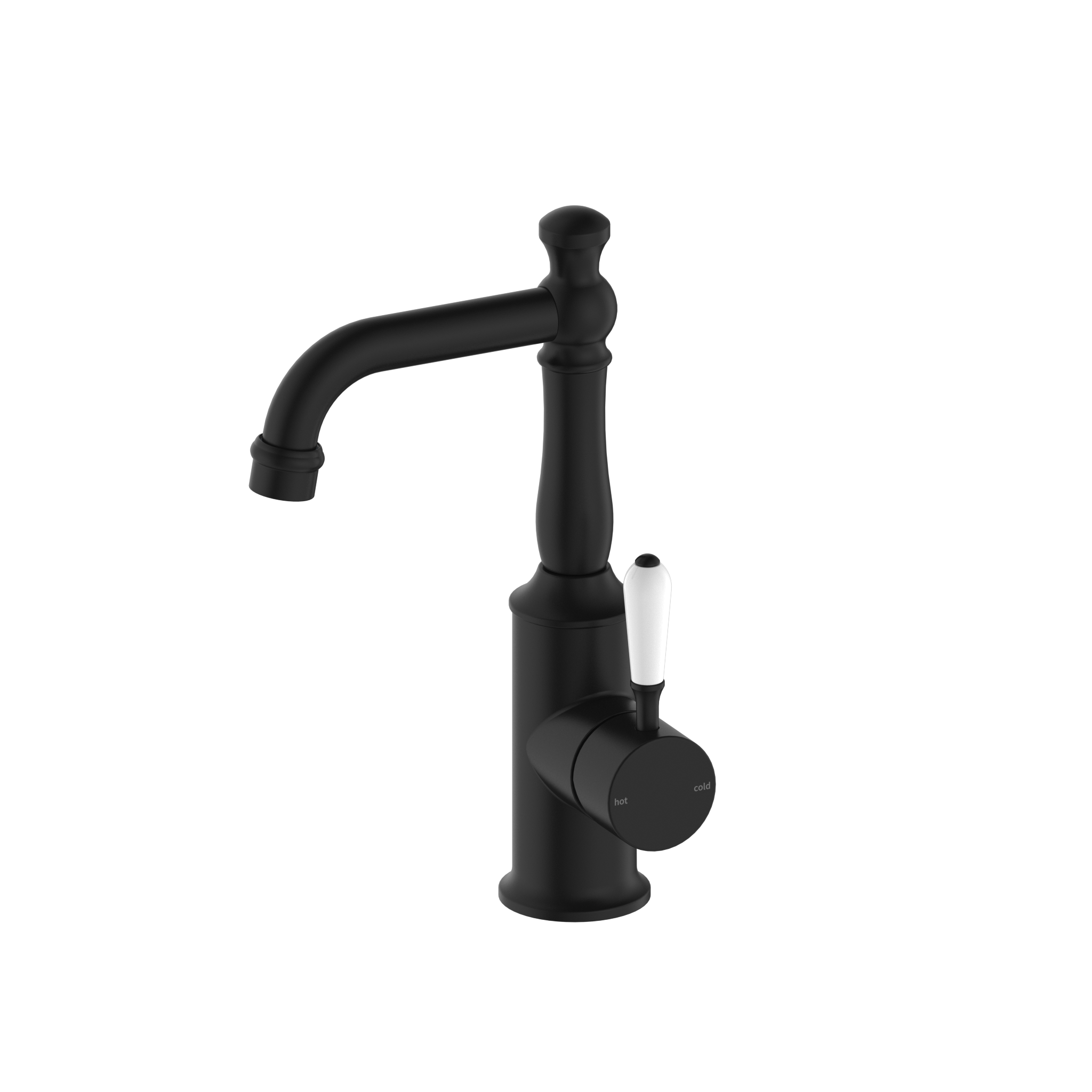 York Basin Mixer With White Porcelain Lever Matte Black
