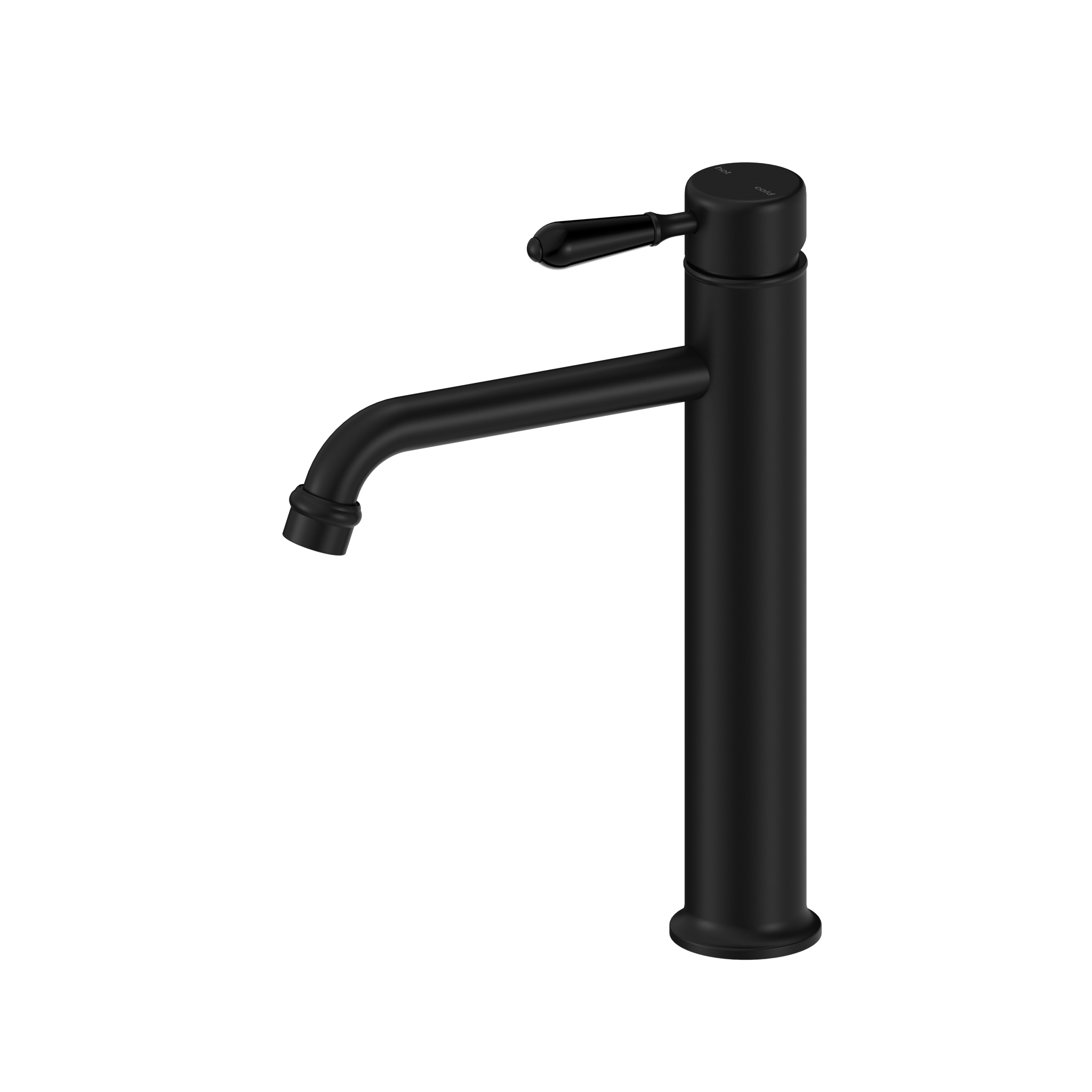 York Straight Tall Basin Mixer With Metal Lever Matte Black