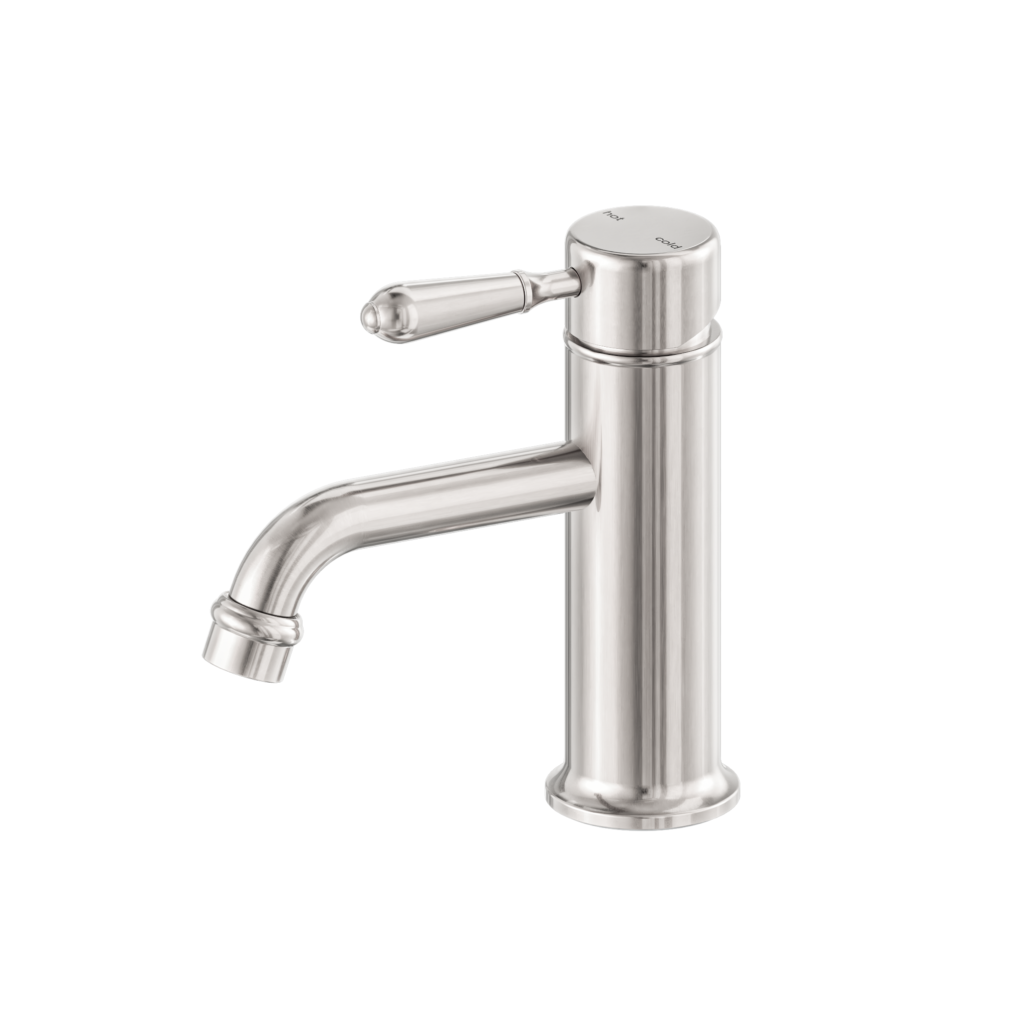 York Straight Basin Mixer With Metal Lever Brushed Nickel