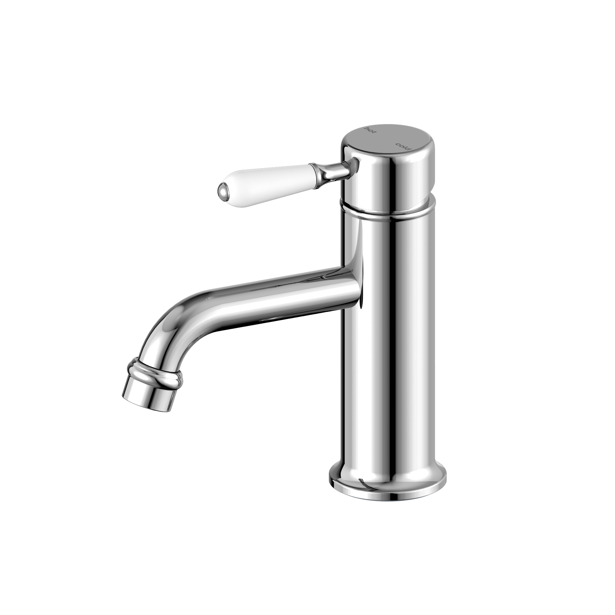 York Straight Basin Mixer With White Porcelain Lever Chrome