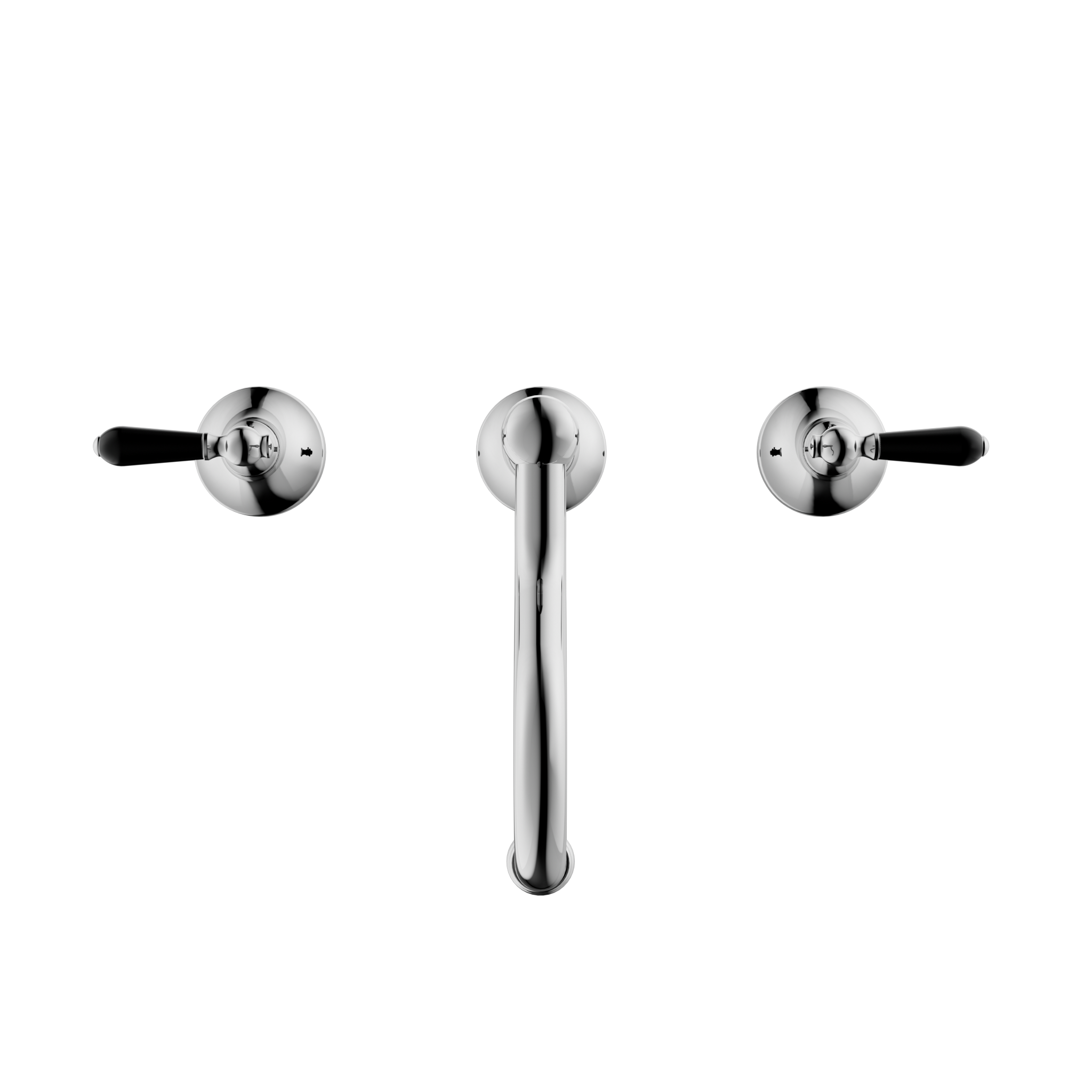 York Basin Set With Black Porcelain Lever Chrome