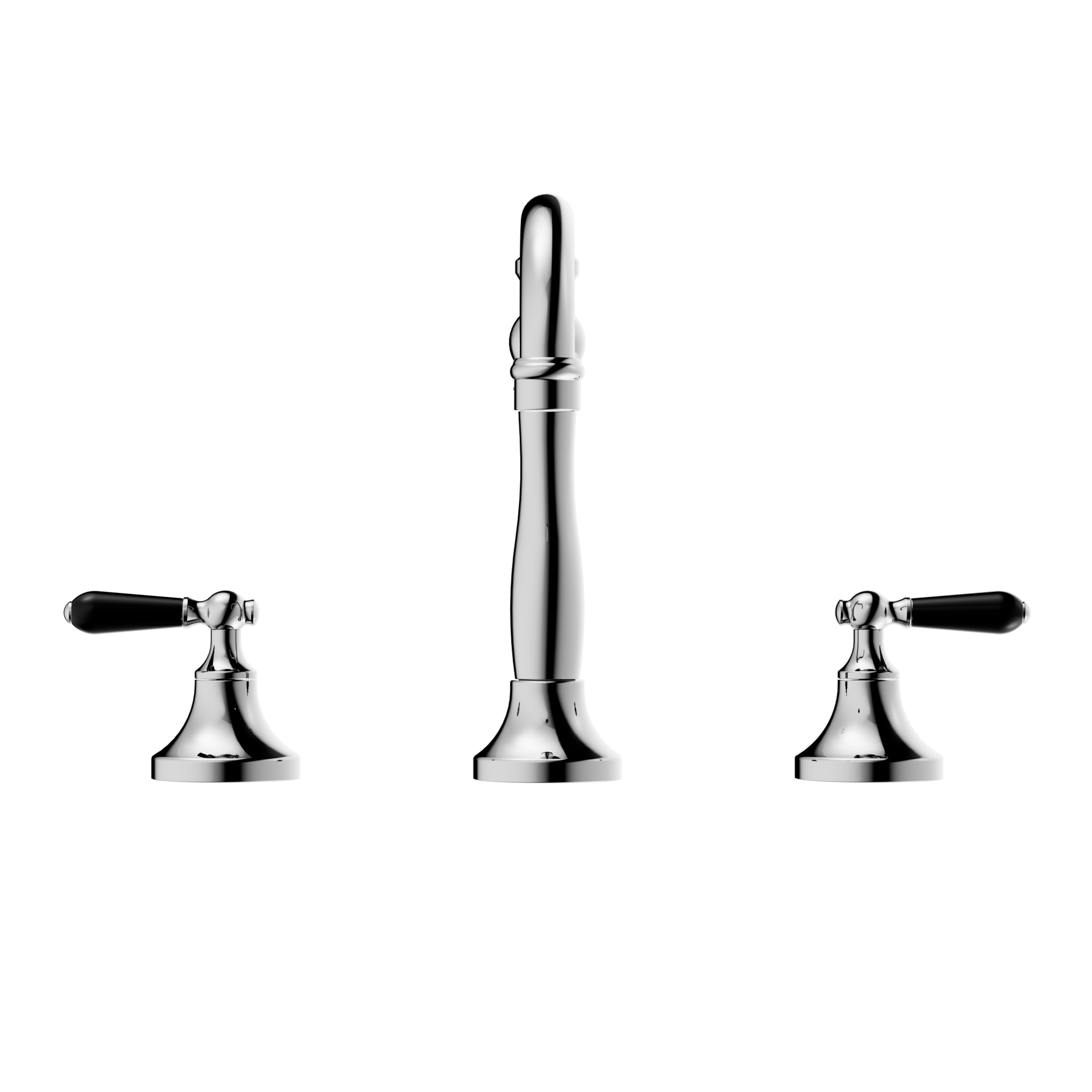 York Basin Set With Black Porcelain Lever Chrome