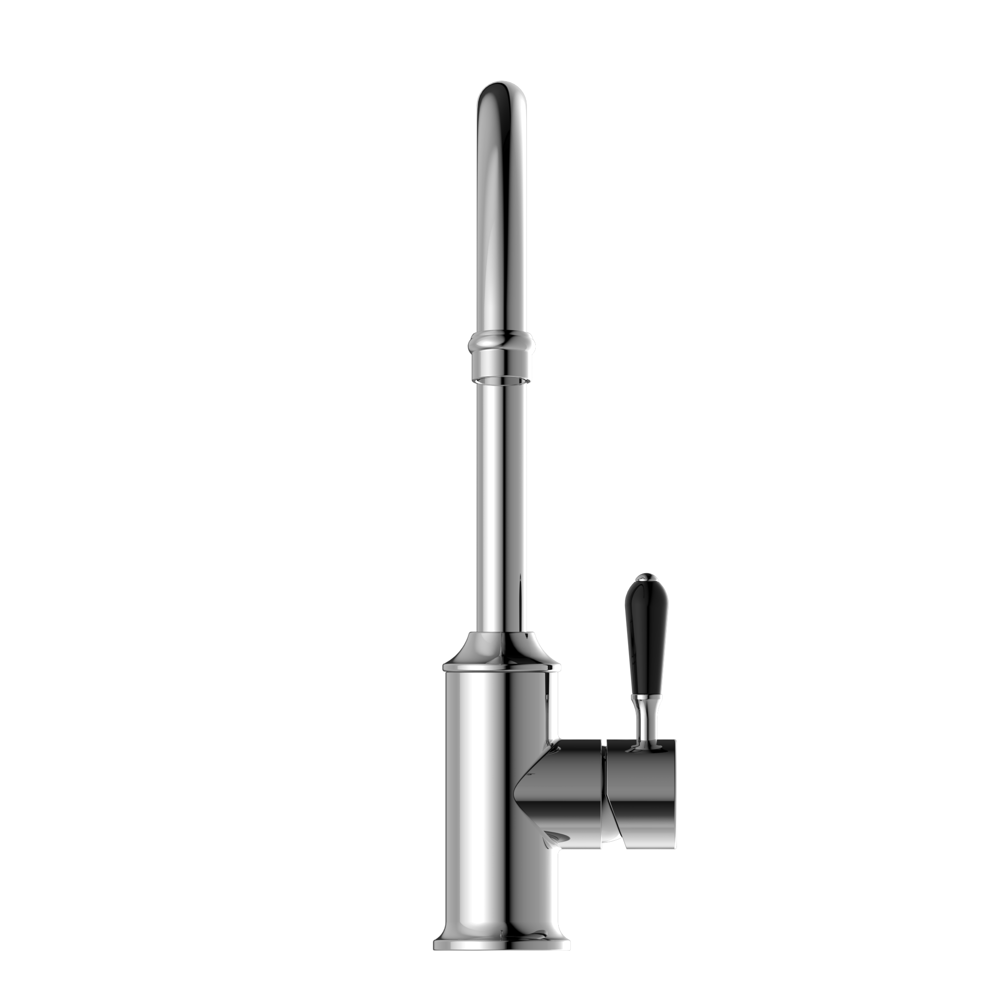 York Kitchen Mixer Gooseneck Spout With Black Porcelain Lever Chrome