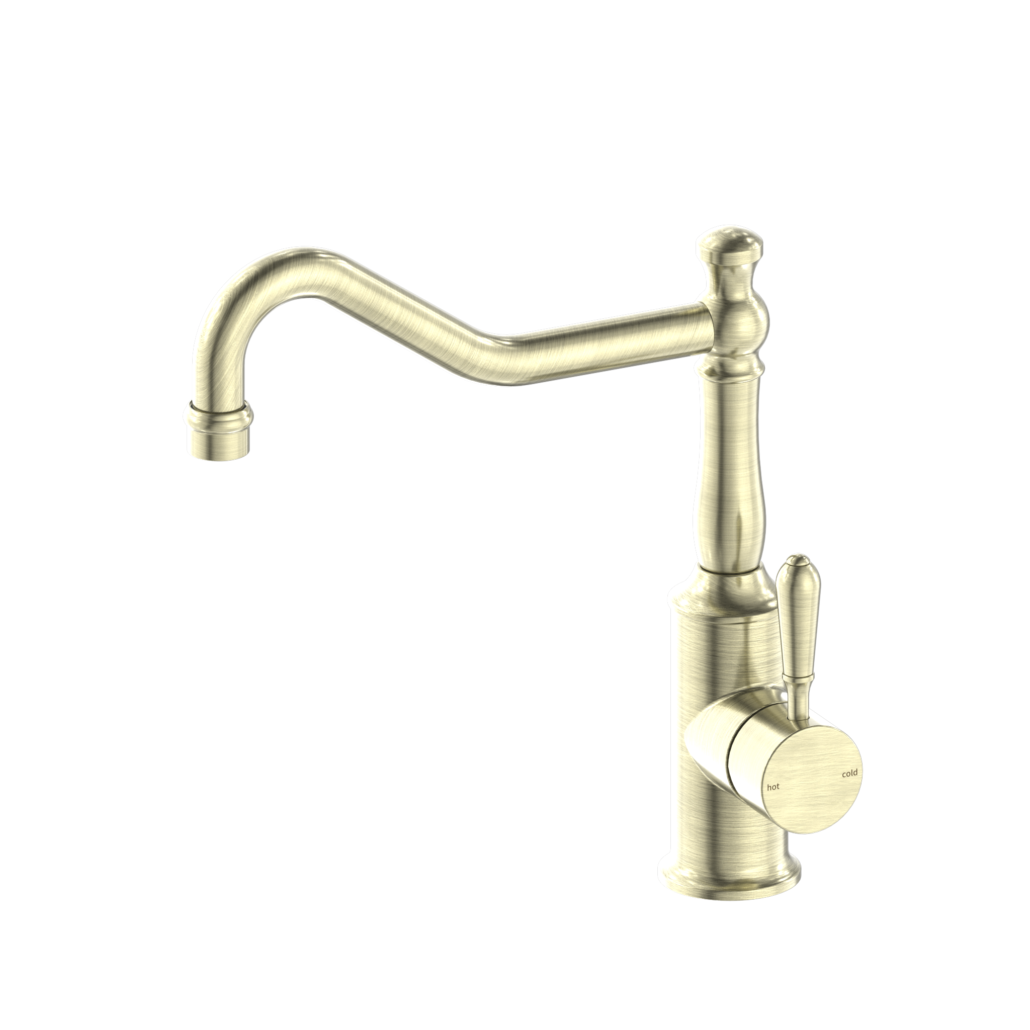 York Kitchen Mixer Hook Spout With Metal Lever Aged Brass