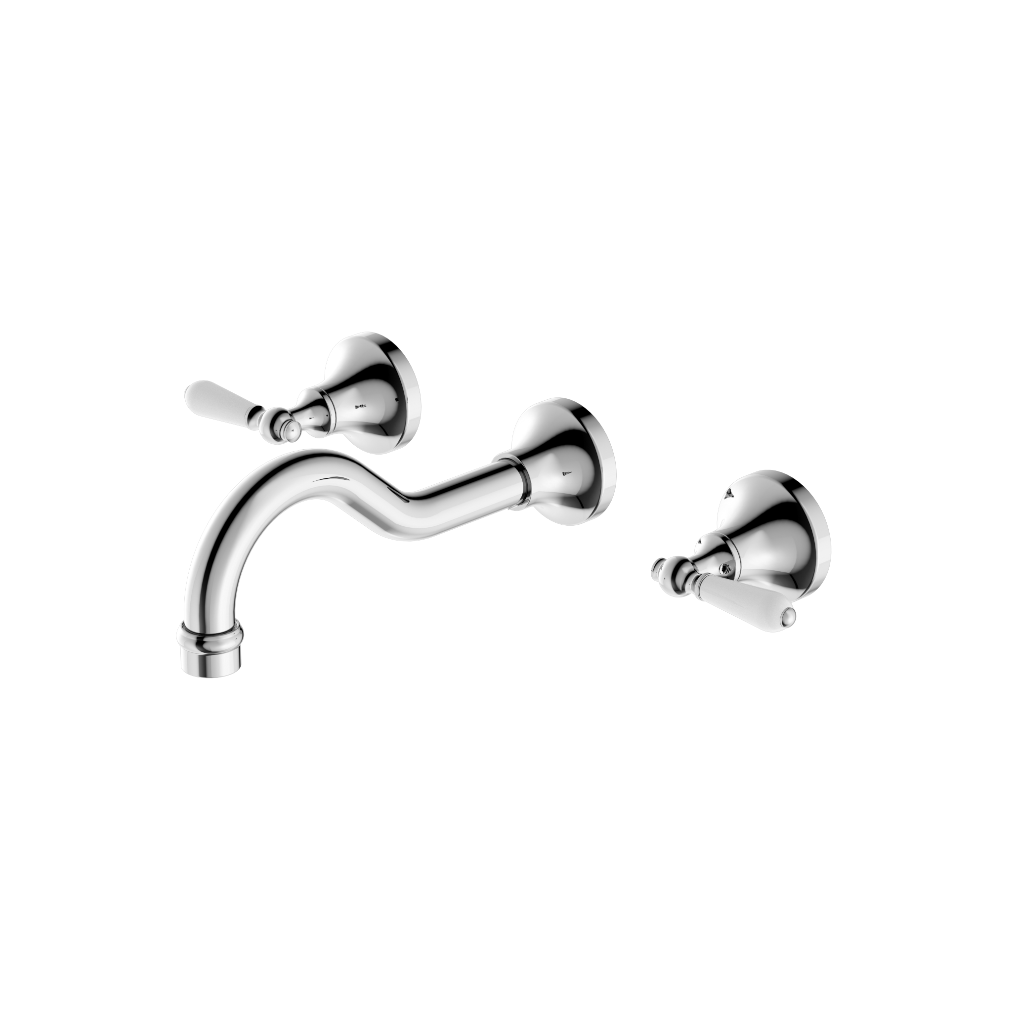York Wall Basin Set With White Porcelain Lever Chrome