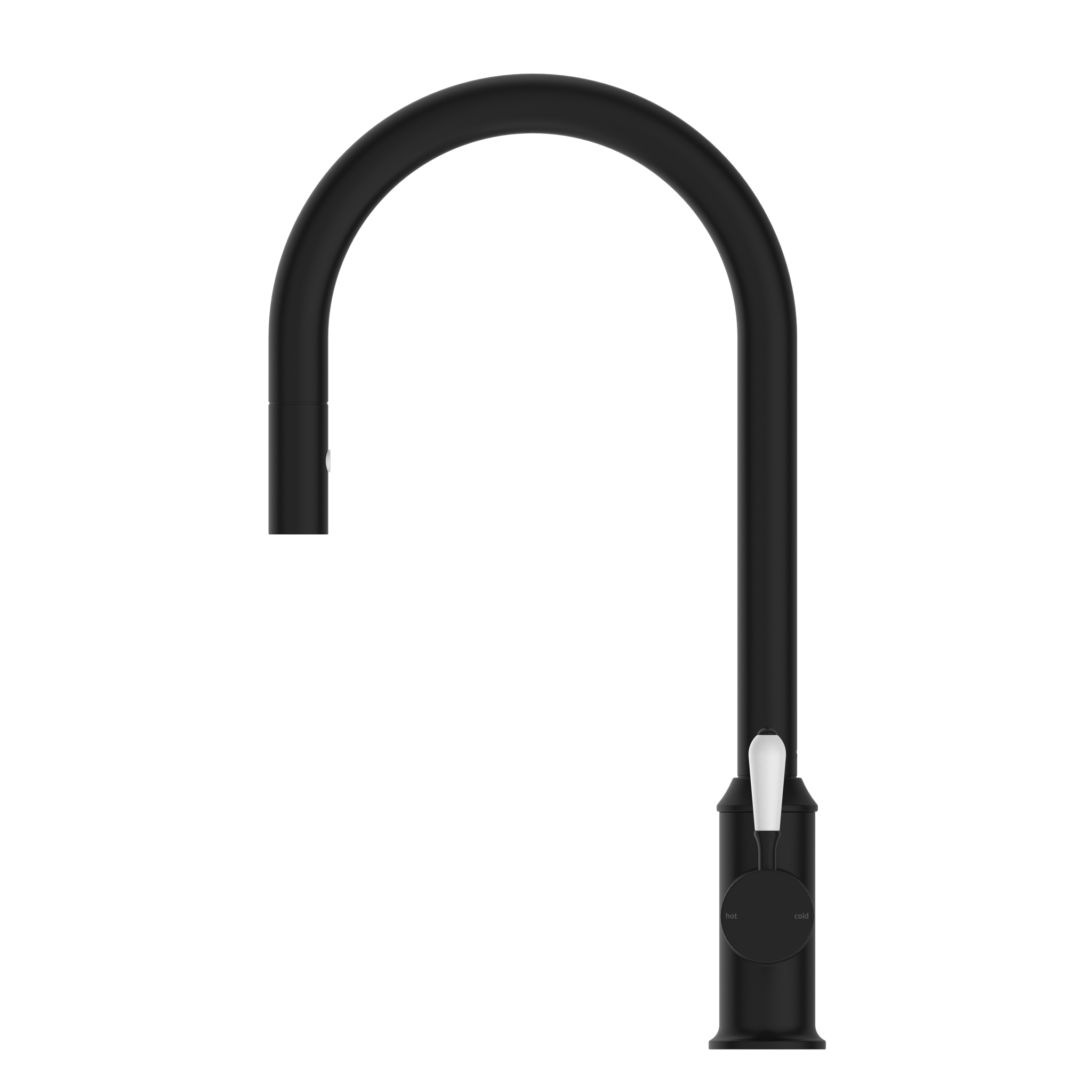York Pull Out Sink Mixer With Vegie Spray Function With White Porcelain Lever Matte Black