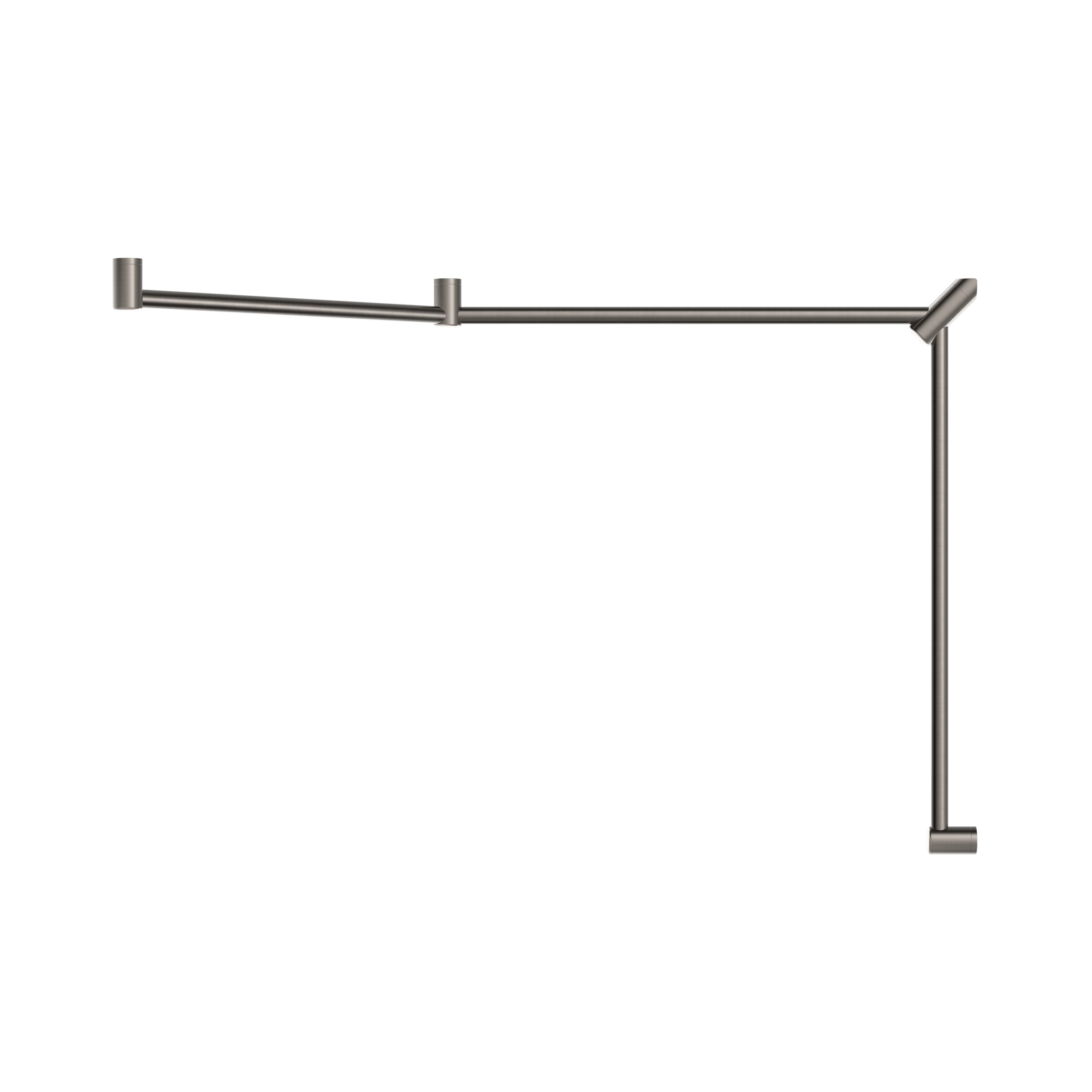 Mecca Care 32mm DDA Accessible Toilet Grab Rail Set 45 Degree Continuous 750X965X1025mm Brushed Nickel
