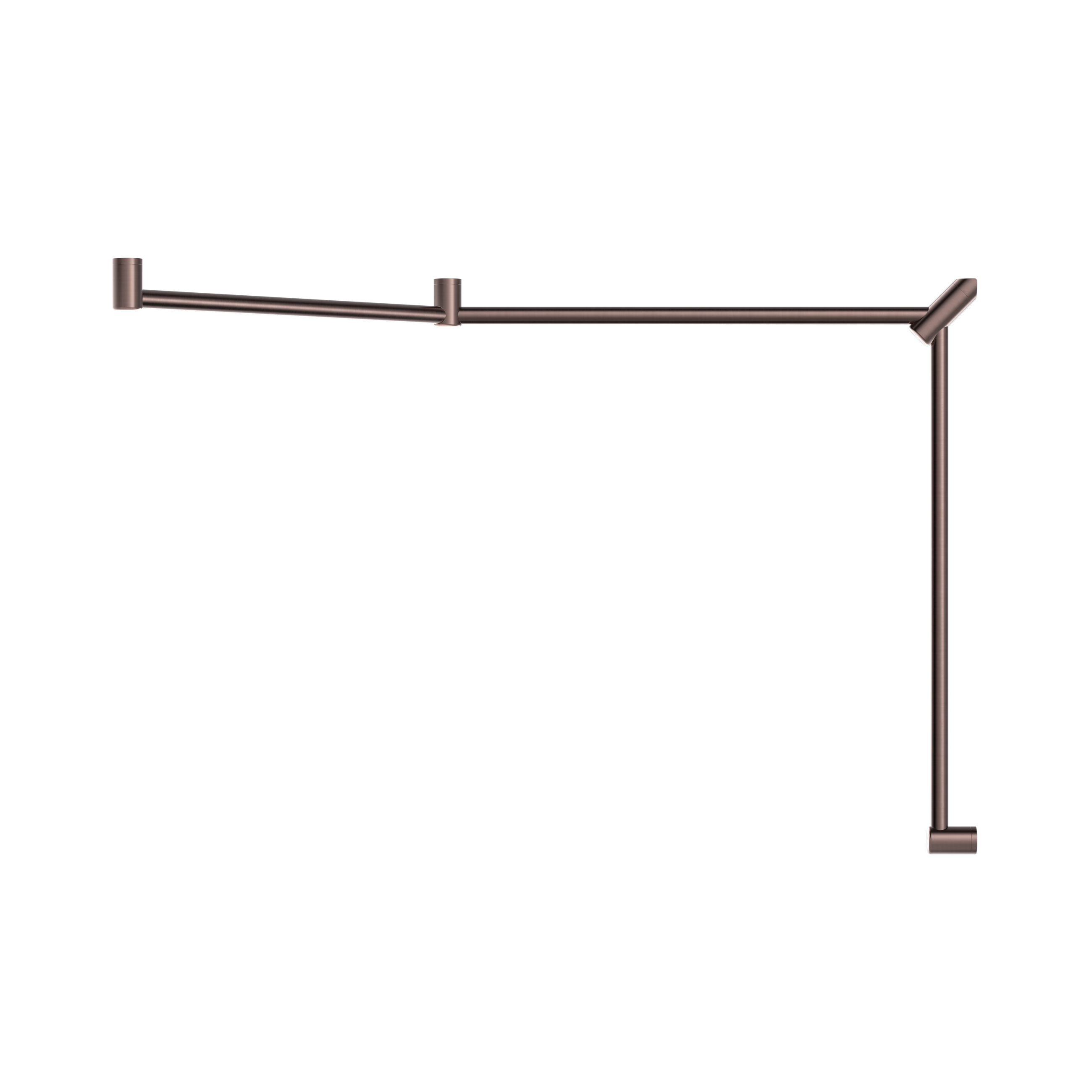 Mecca Care 32mm DDA Accessible Toilet Grab Rail Set 45 Degree Continuous 750X965X1025mm Brushed Bronze