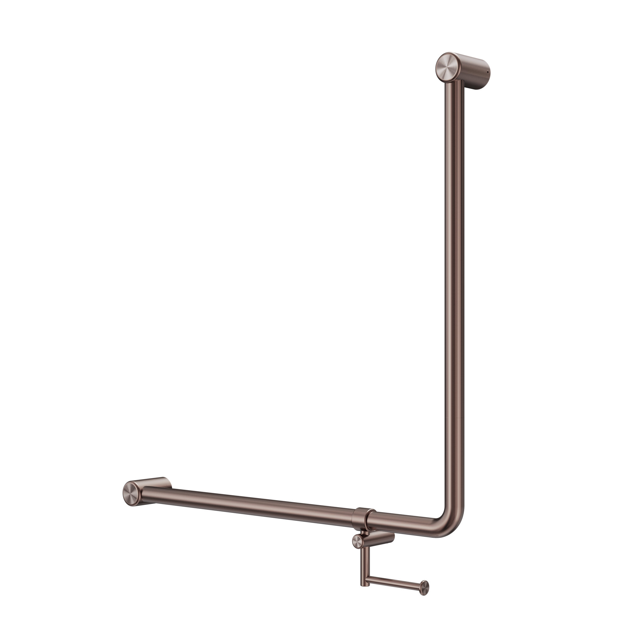 Mecca Care 32mm 90 Degree NZ4121 Accessible Toilet Grab Rail 750X750mm With Toilet Roll Holder Brushed Bronze