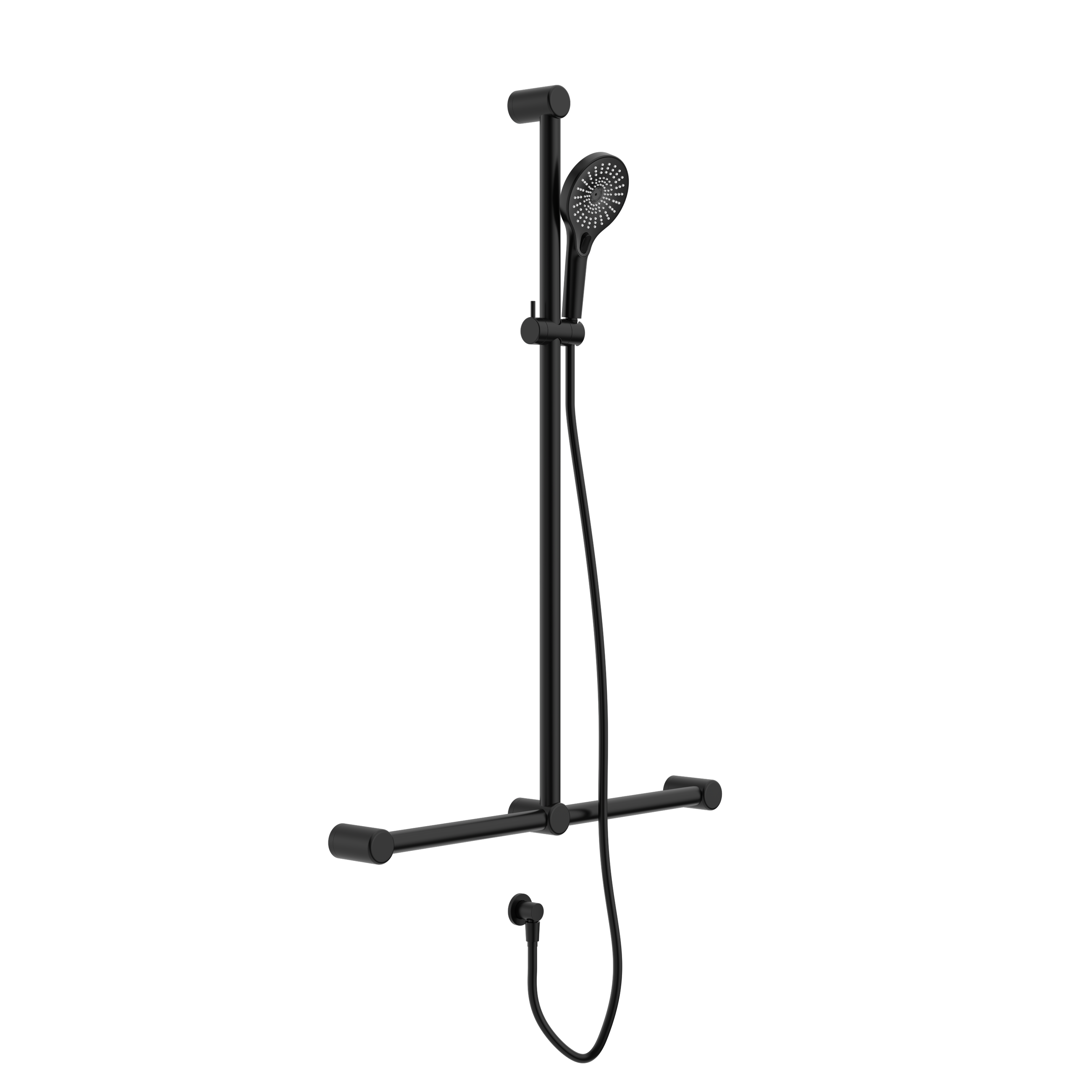 Mecca Care 32mm T Bar Grab Rail And Adjustable Shower Set 1100X750mm Matte Black