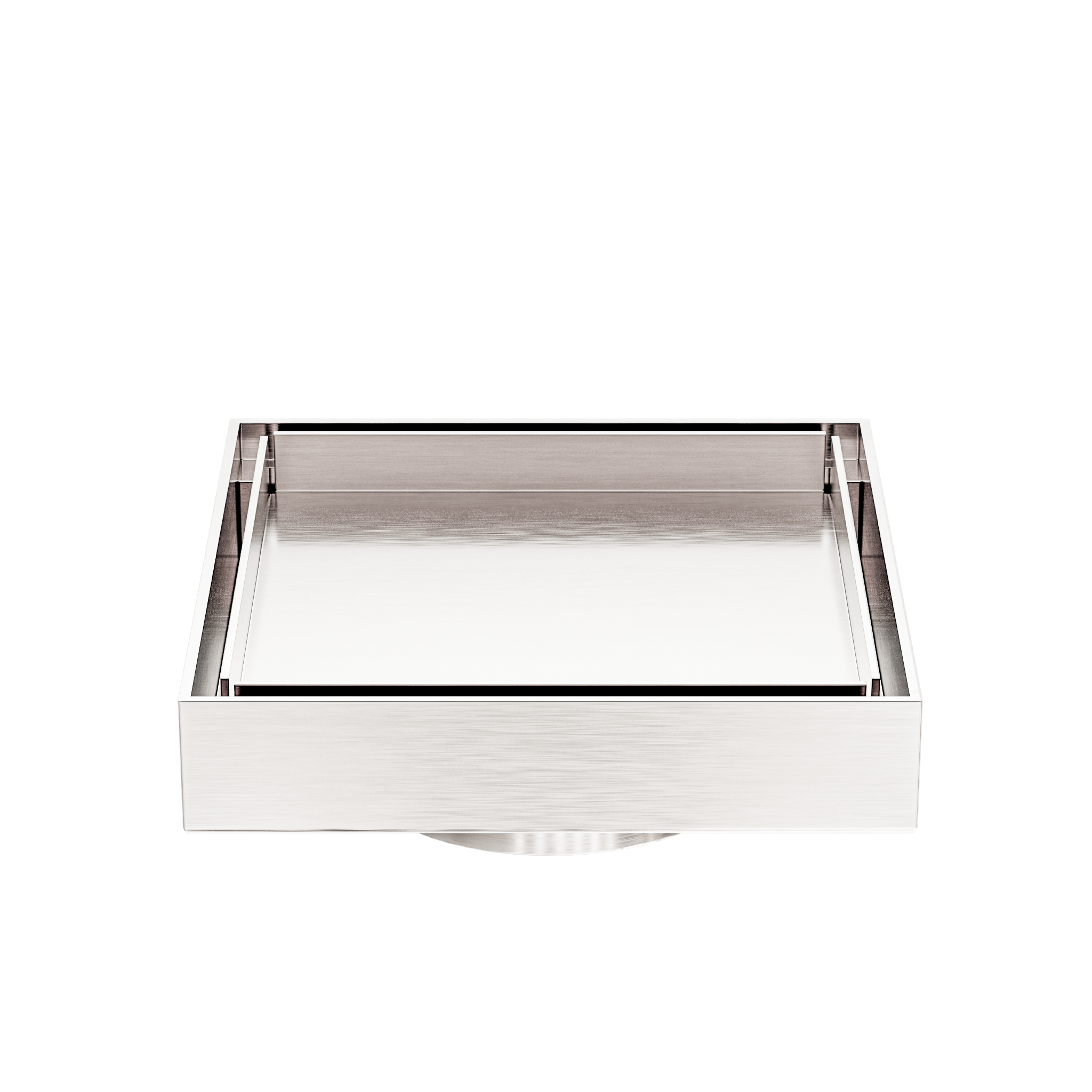 130mm Square Tile Insert Floor Waste 80mm Outlet Brushed Nickel