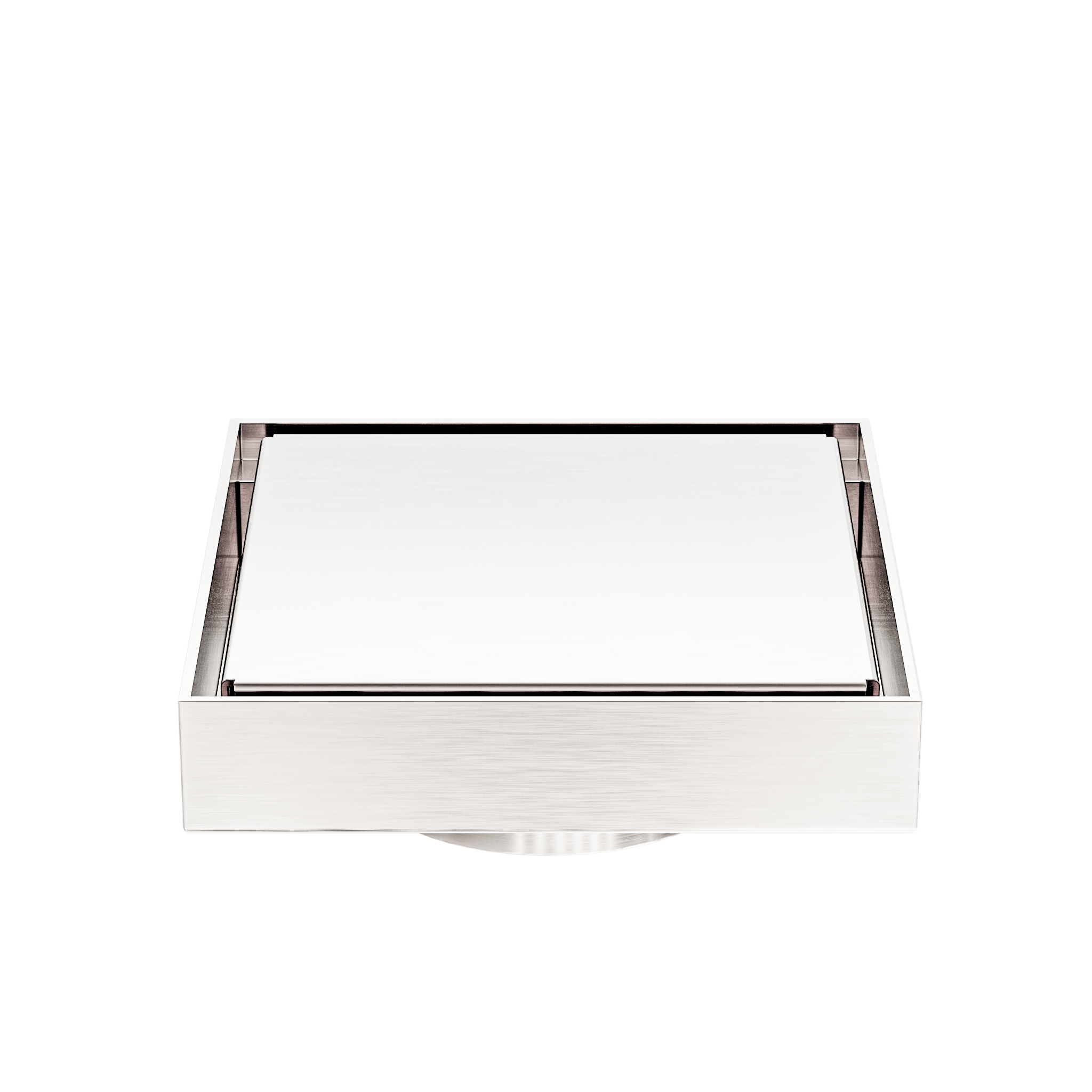130mm Square Tile Insert Floor Waste 80mm Outlet Brushed Nickel