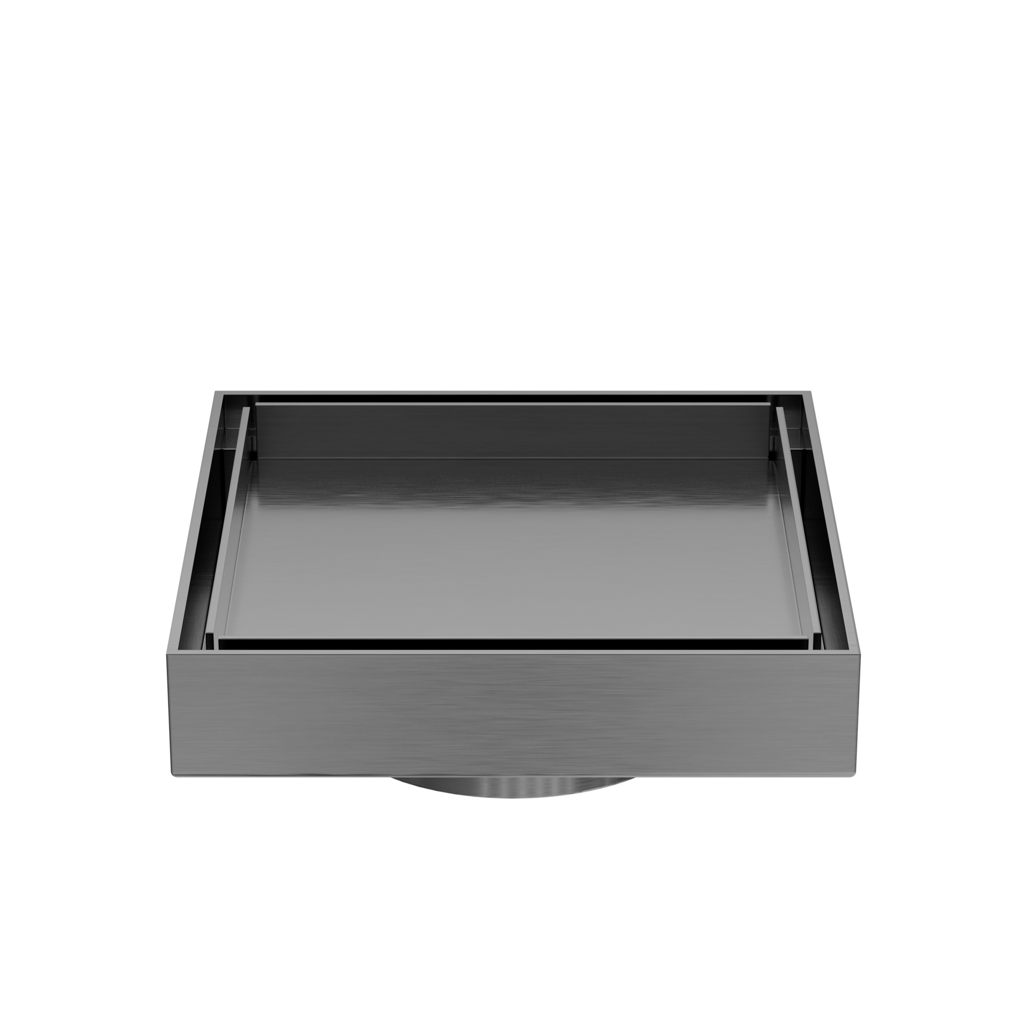 130mm Square Tile Insert Floor Waste 80mm Outlet Gun Metal