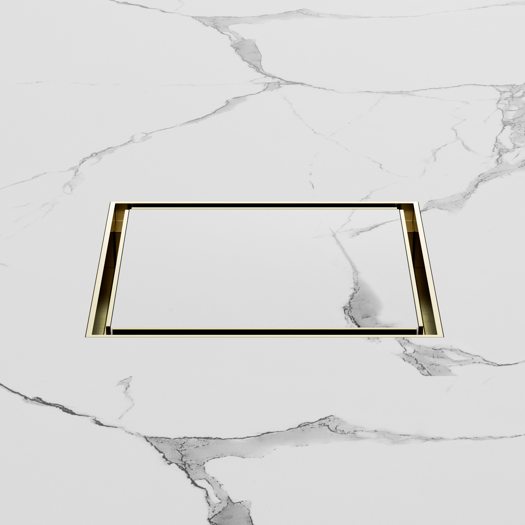 130mm Square Tile Insert Floor Waste 100mm Outlet Brushed Gold