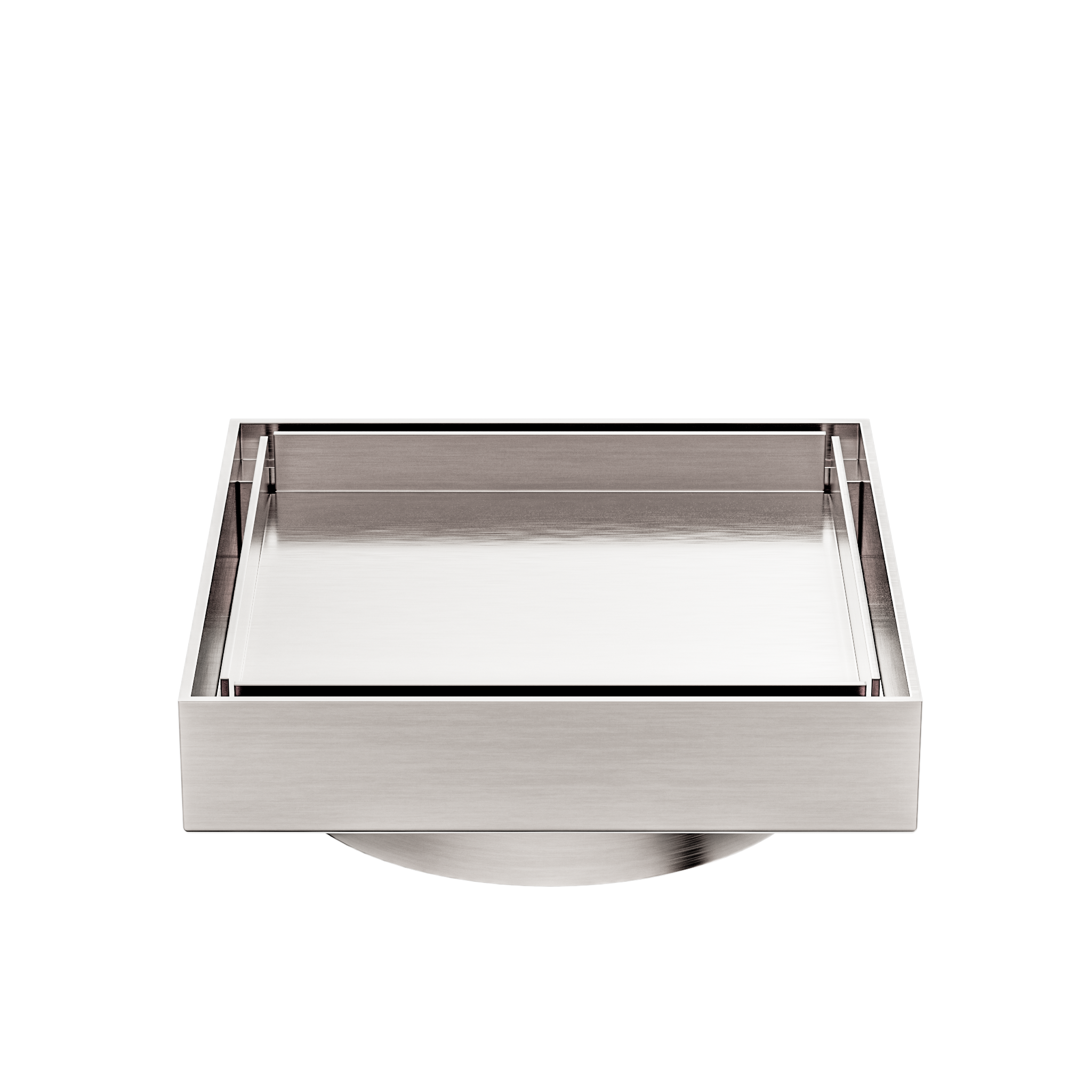 130mm Square Tile Insert Floor Waste 100mm Outlet Brushed Nickel
