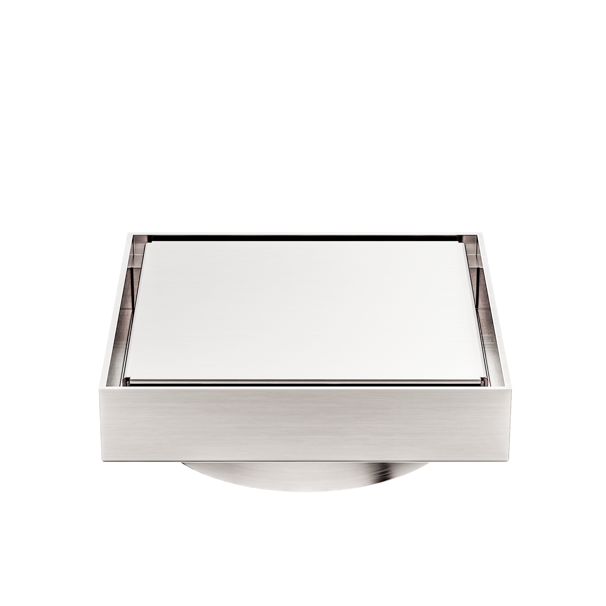 130mm Square Tile Insert Floor Waste 100mm Outlet Brushed Nickel